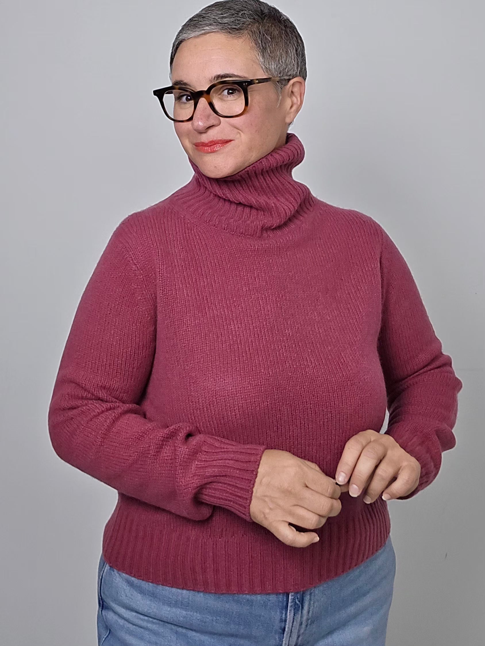Be You - Maglia cashmere turtle neck rosa antico