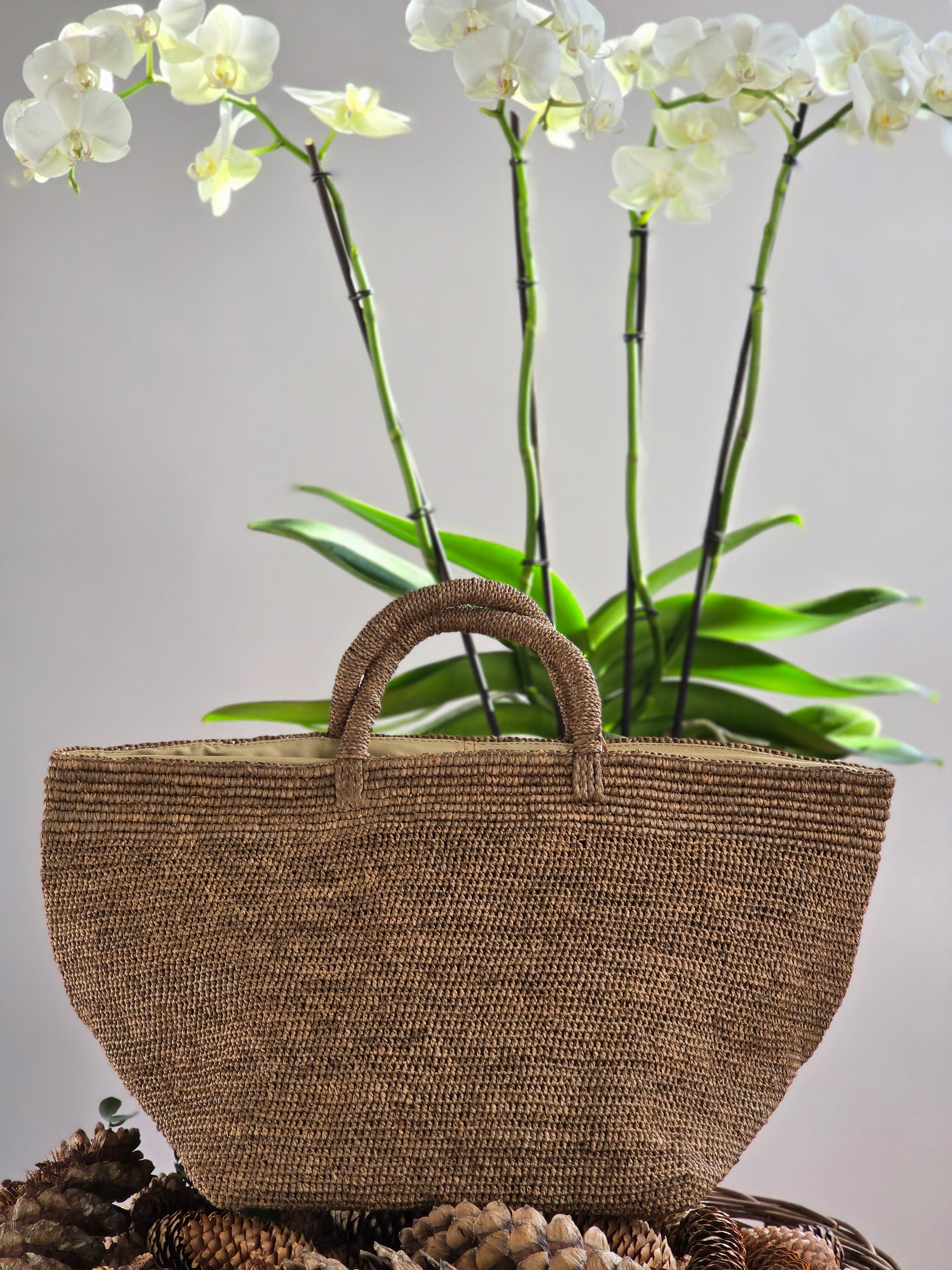 Ibeliv - Borsa in rafia grande "Vanilla" Dark Tea