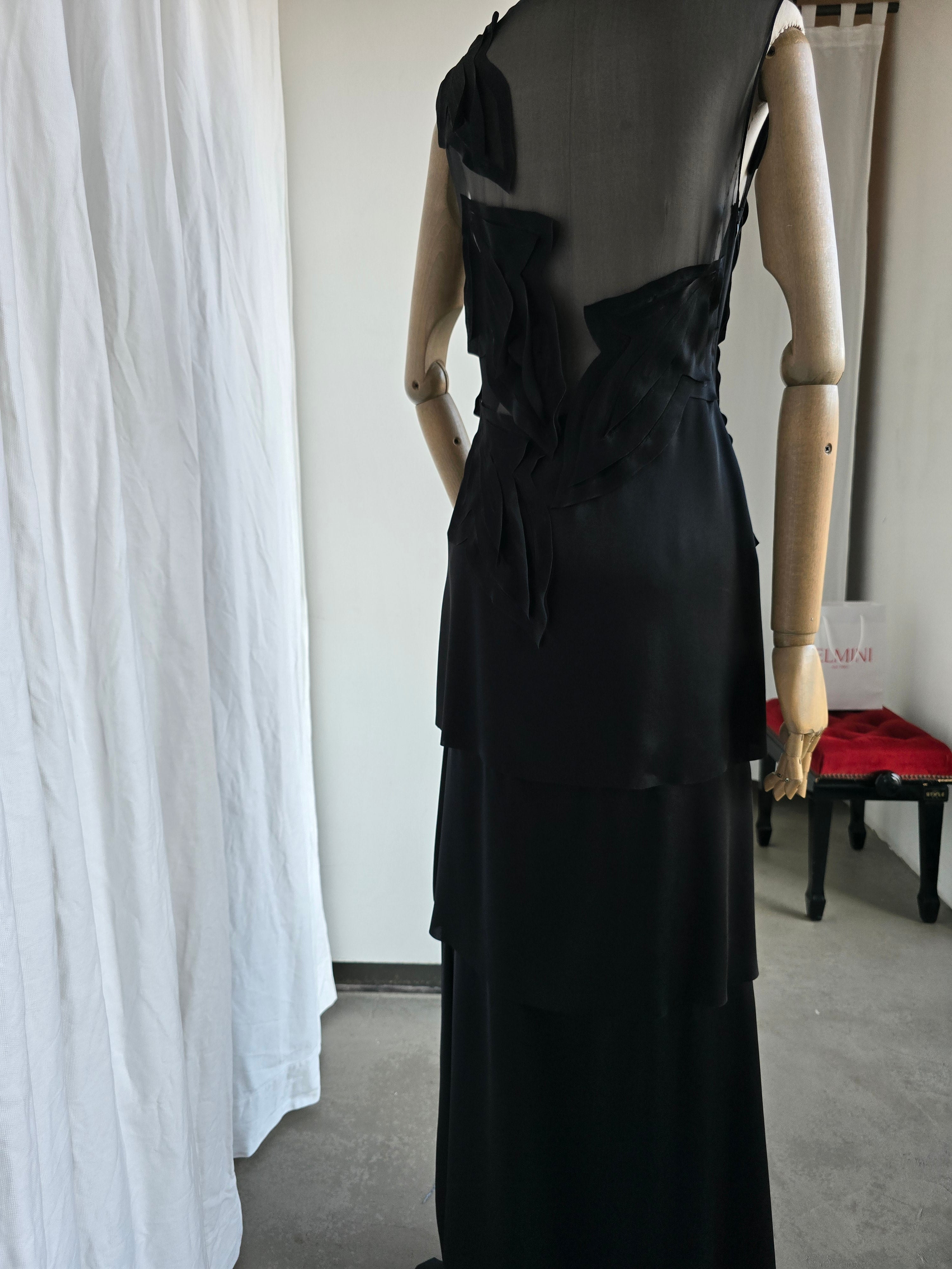 Alberta Ferretti - Abito senza maniche in satin, nero