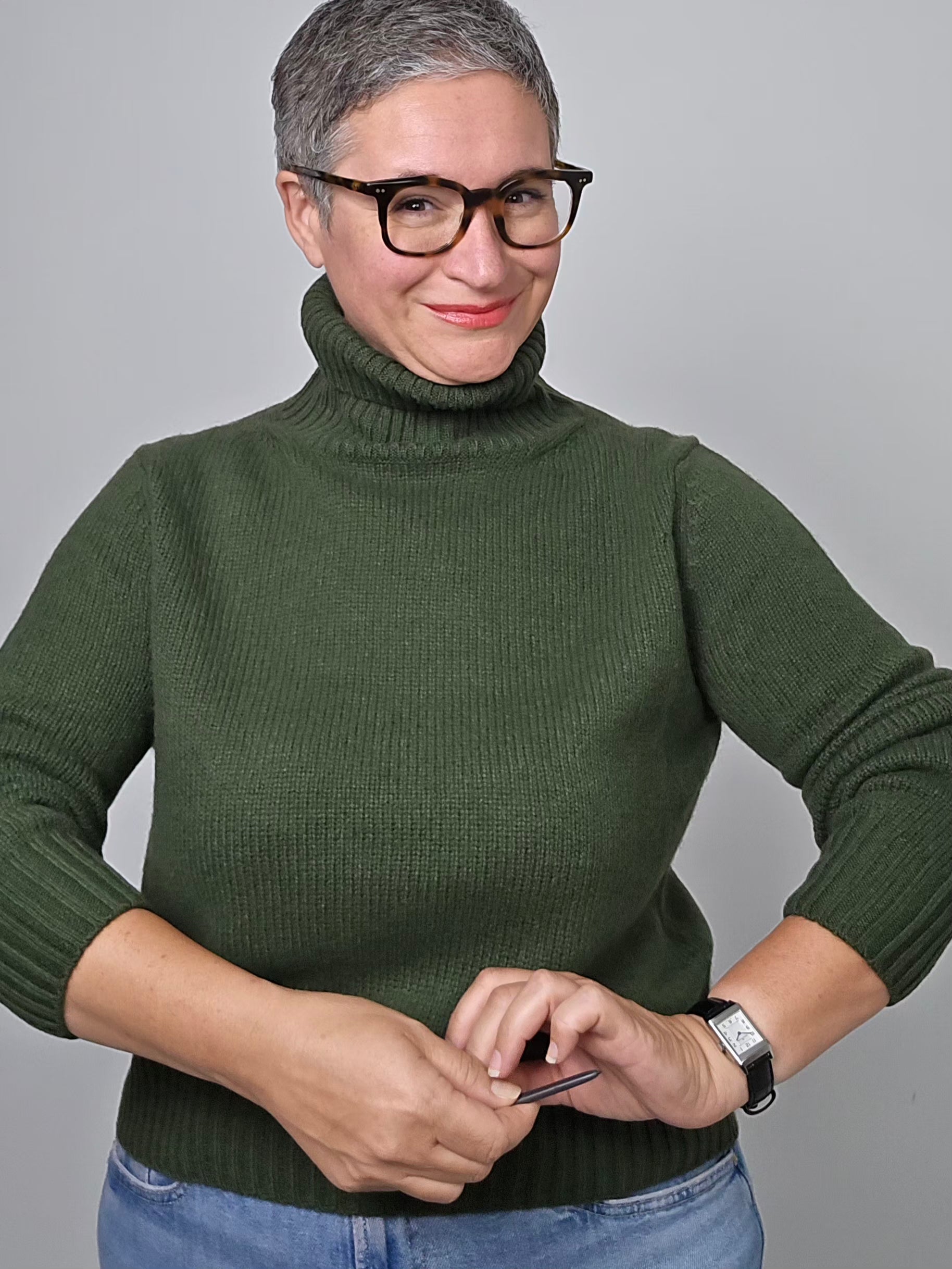 Be You - Maglia cashmere turtle neck loden green