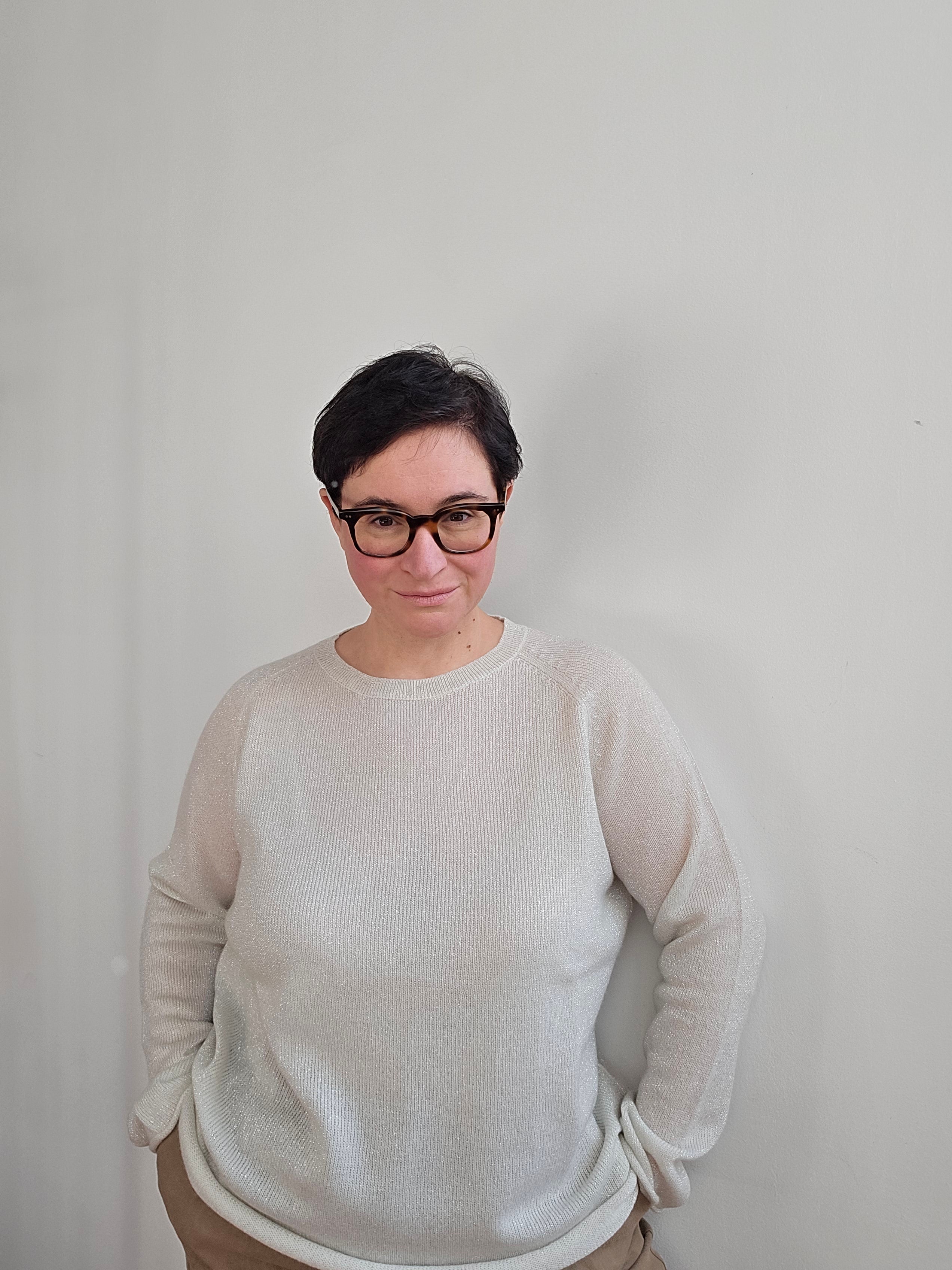 Be You - Maglia girocollo bianca e lurex