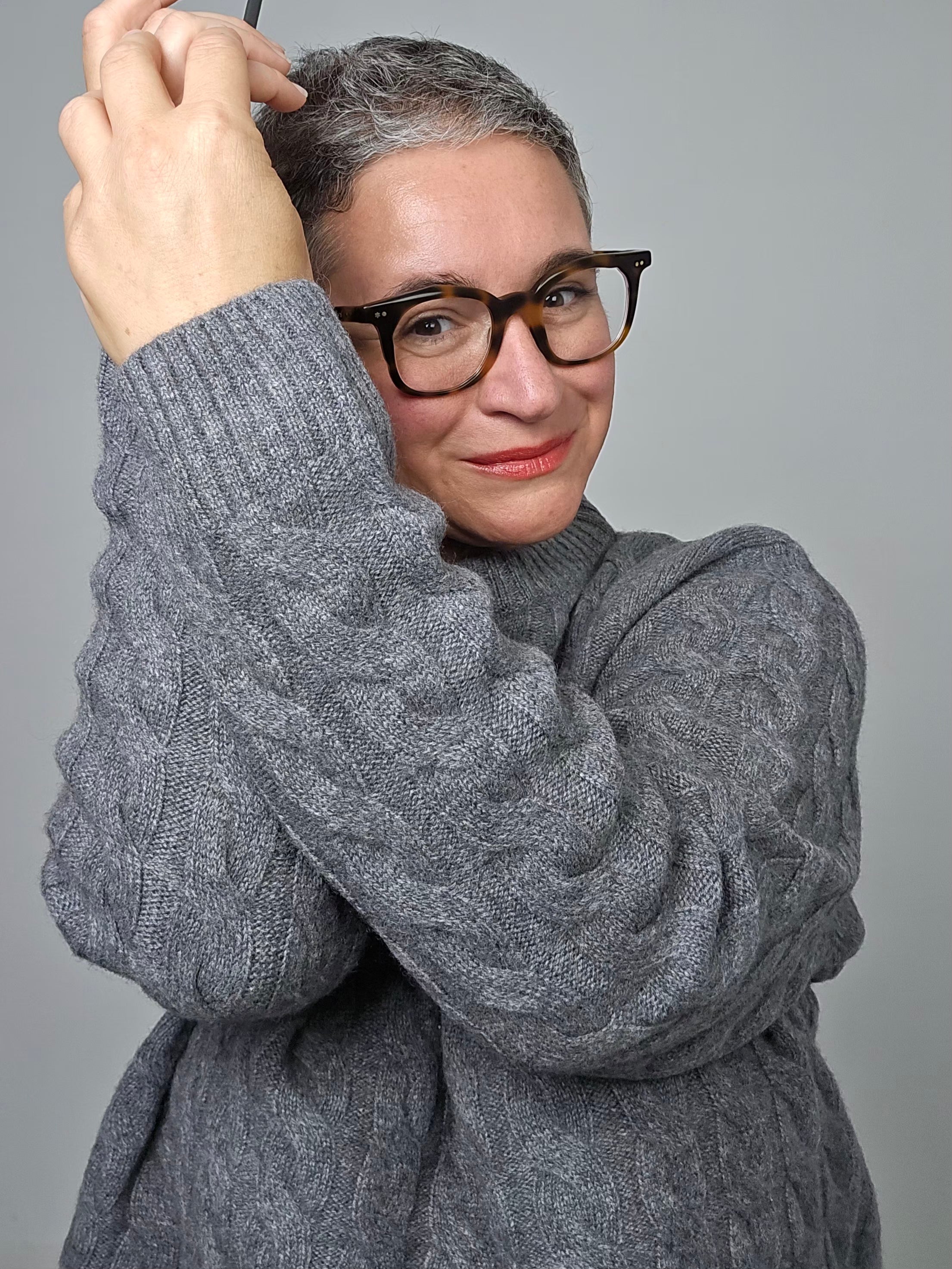 Be You - Maglia in cashmere a trecce dark grey