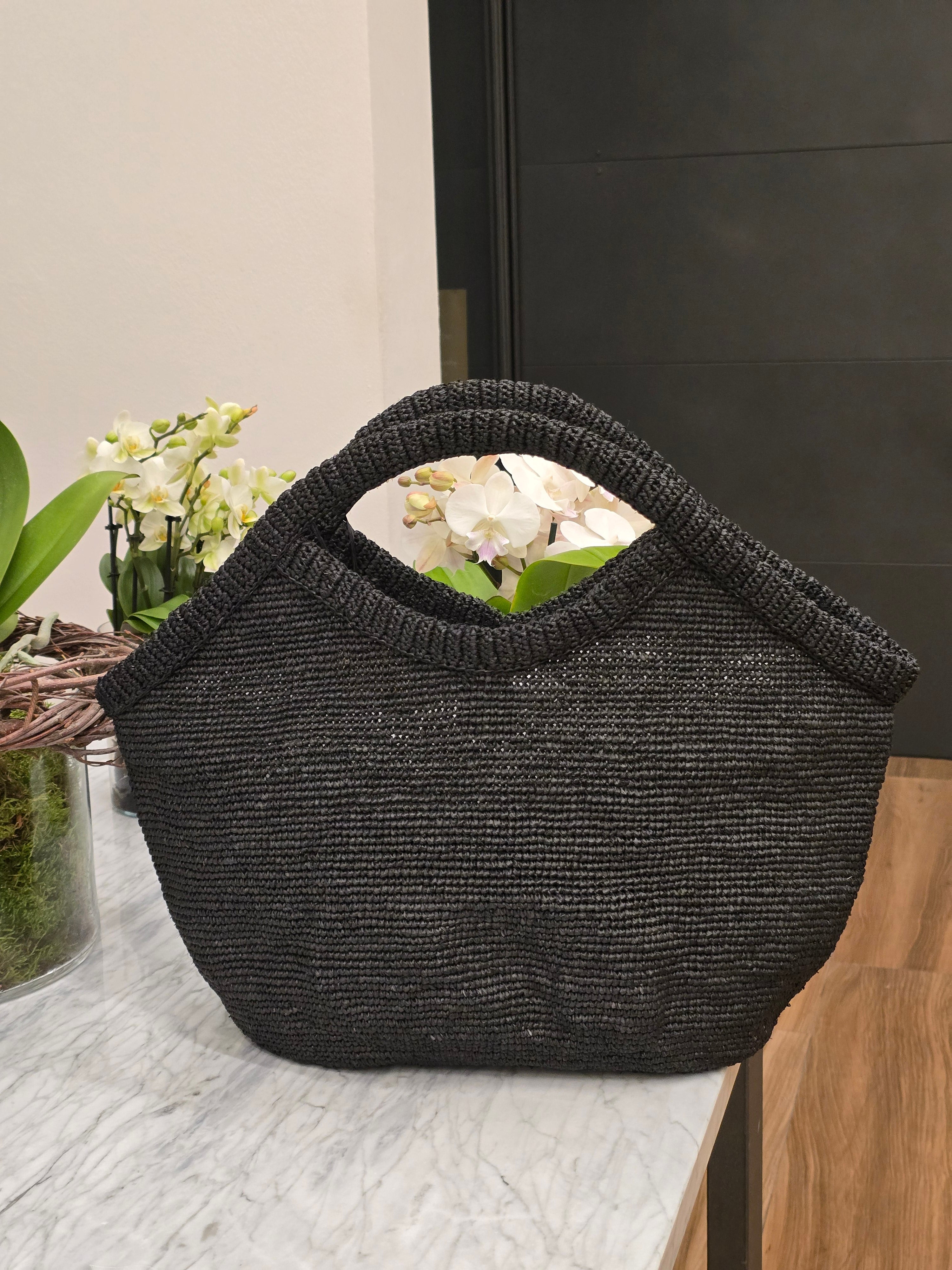 Ibeliv - Borsa rafia "Pure" Black