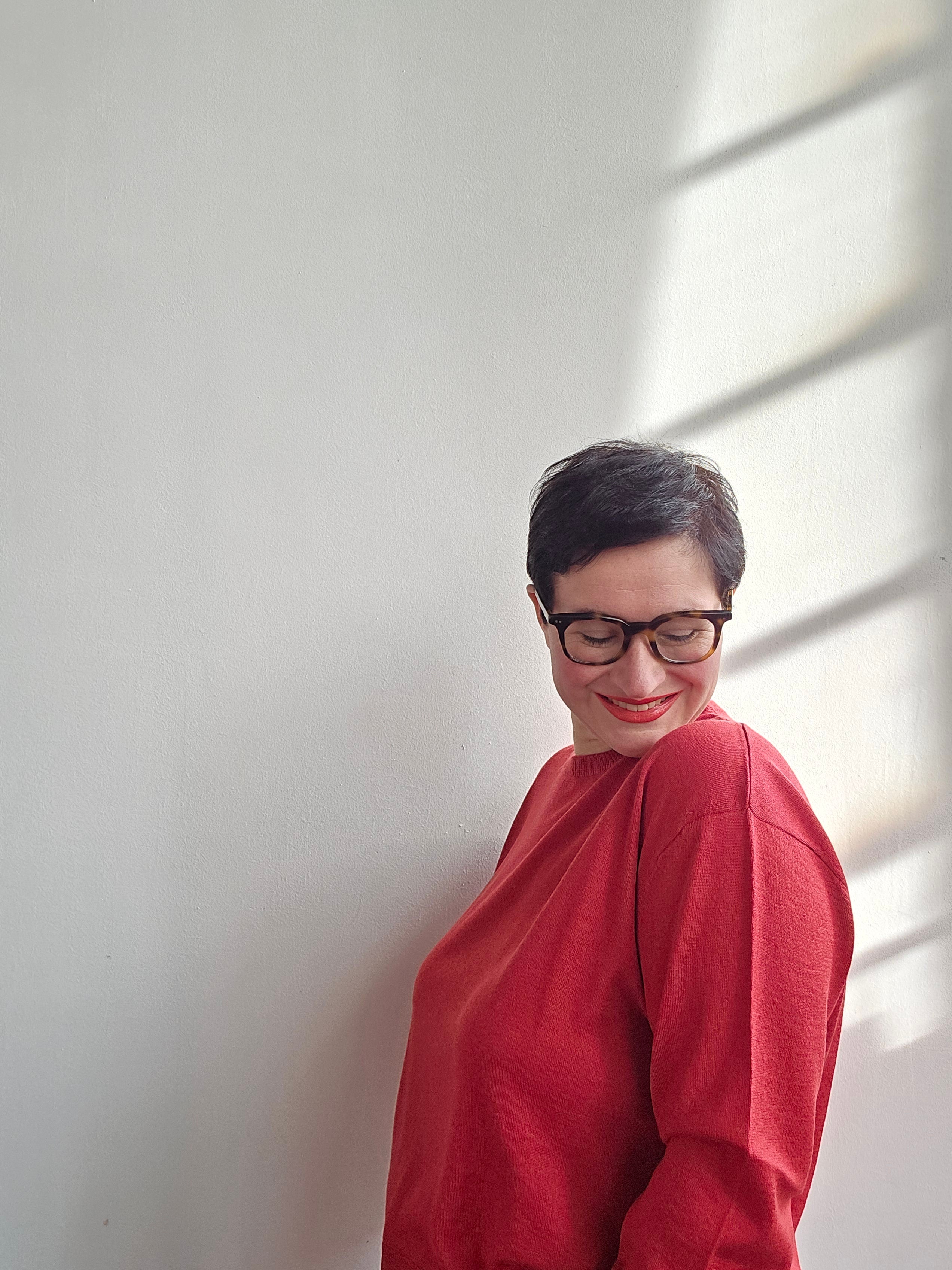Be You - Maglia rossa girocollo in cashmere e seta