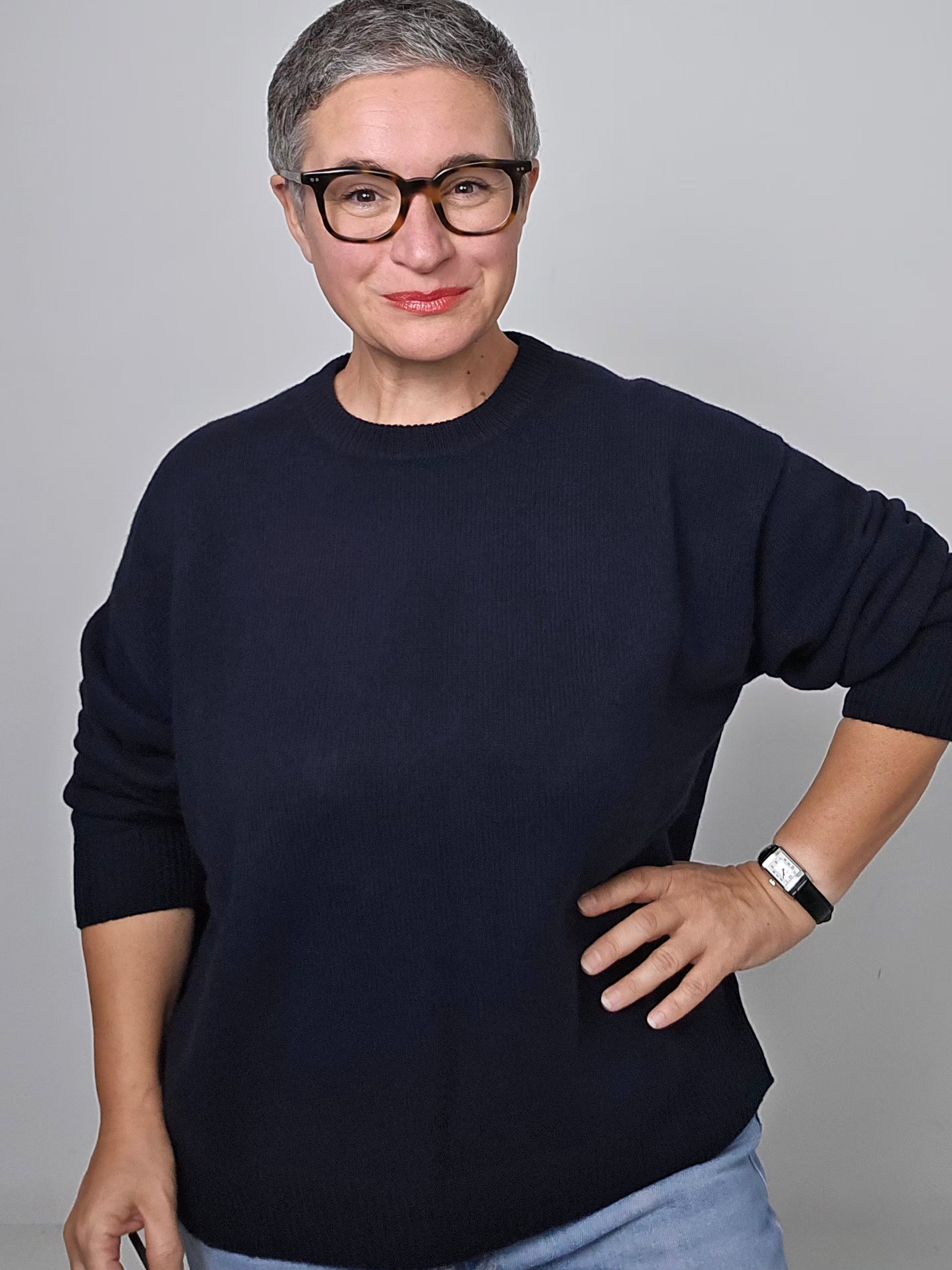 Be You - Maglia girocollo blu cashmere