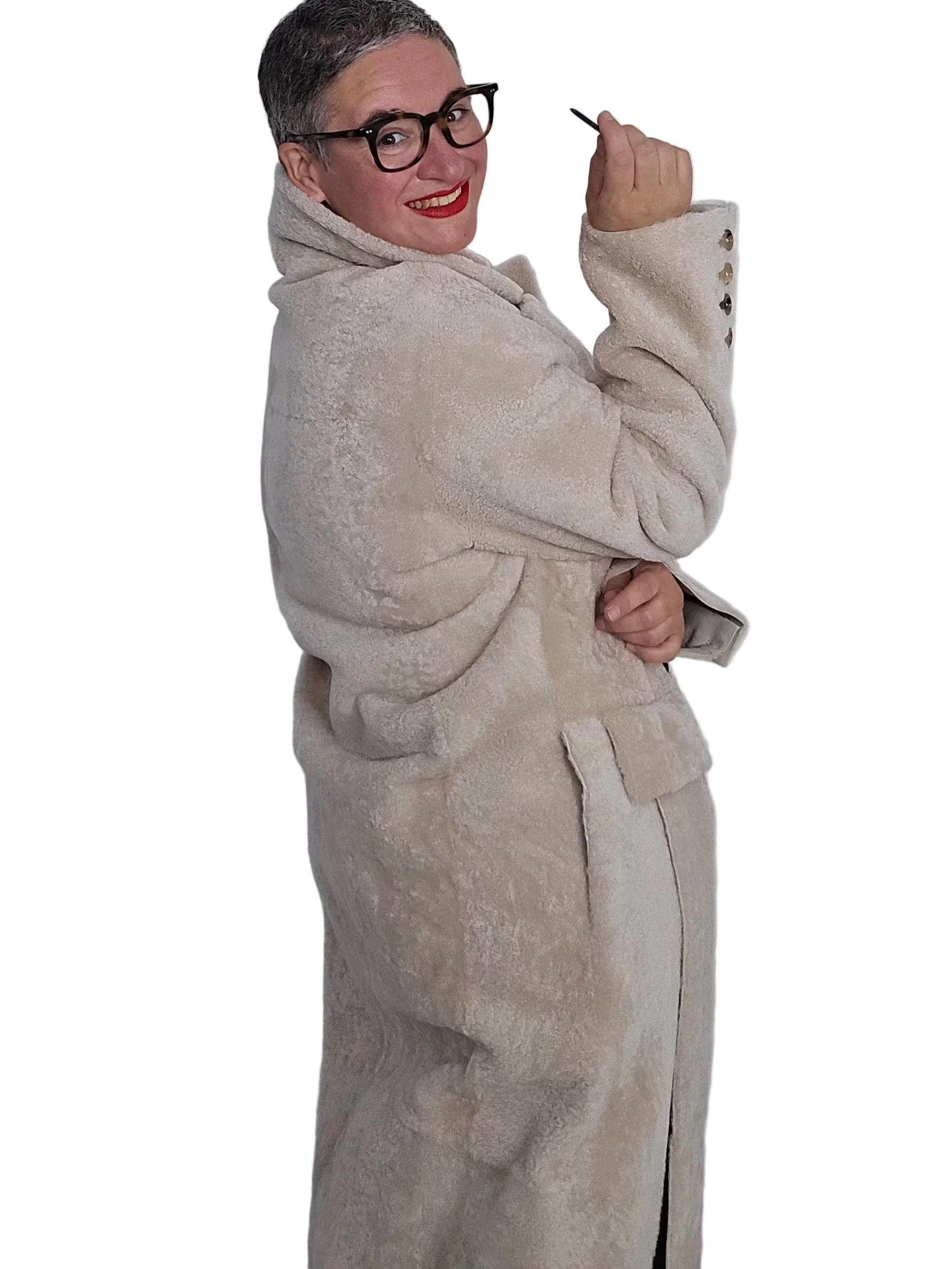 Blancha - Cappotto light astrakhan burro