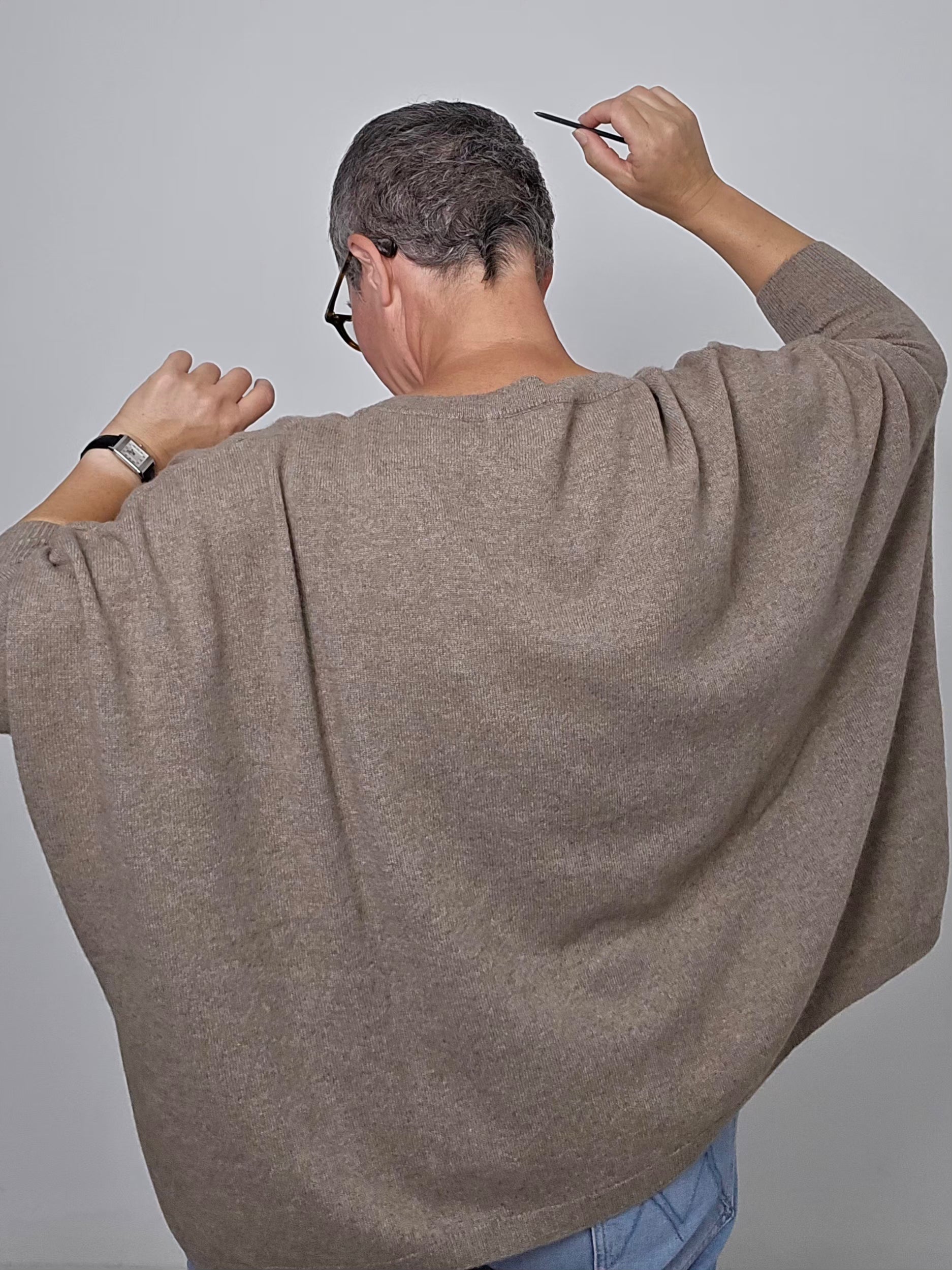 Be You - Maglia cashmere scollo a V Organic Brown