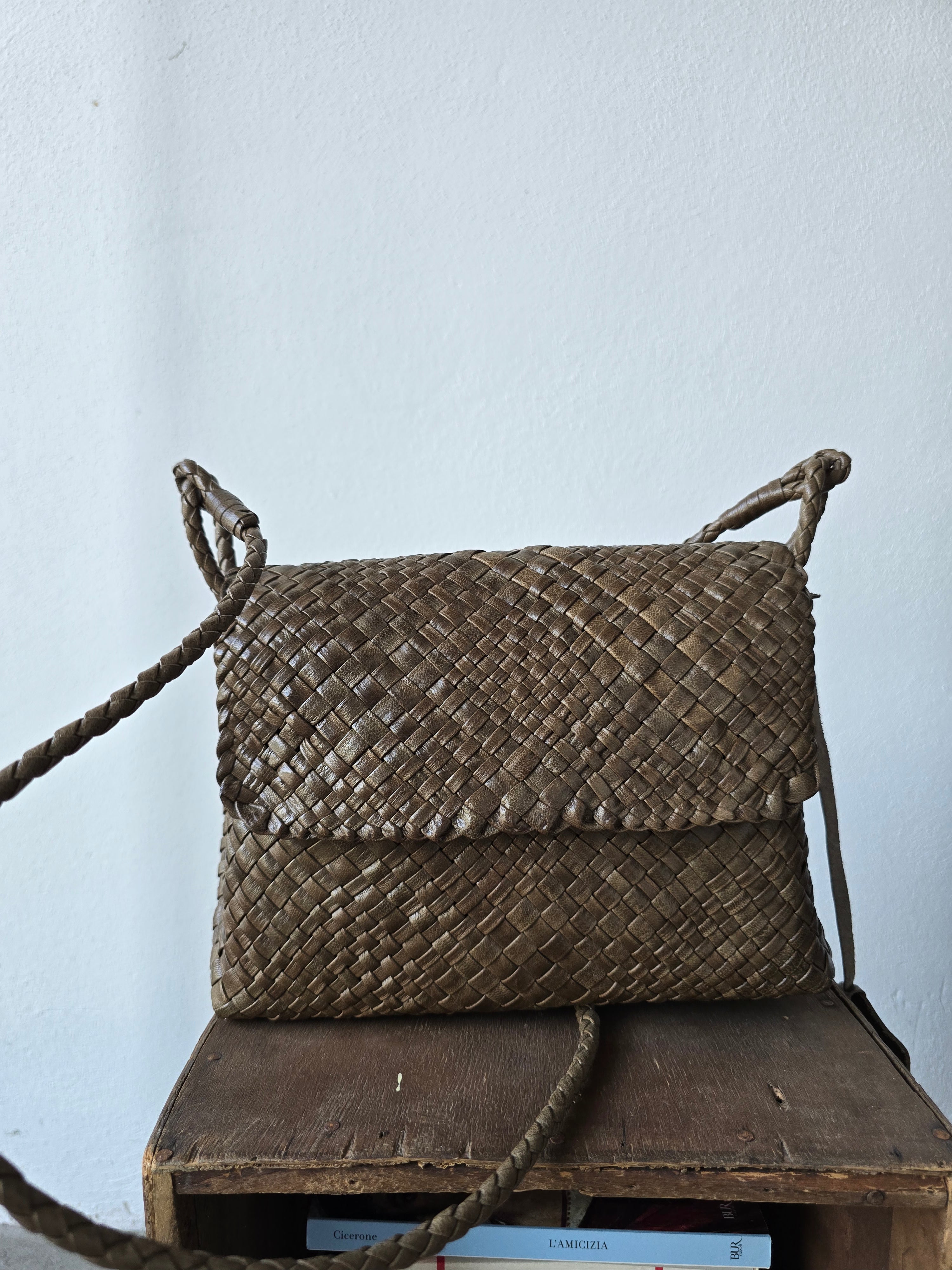 Ibeliv - Borsa intrecciata " Paris" kaki