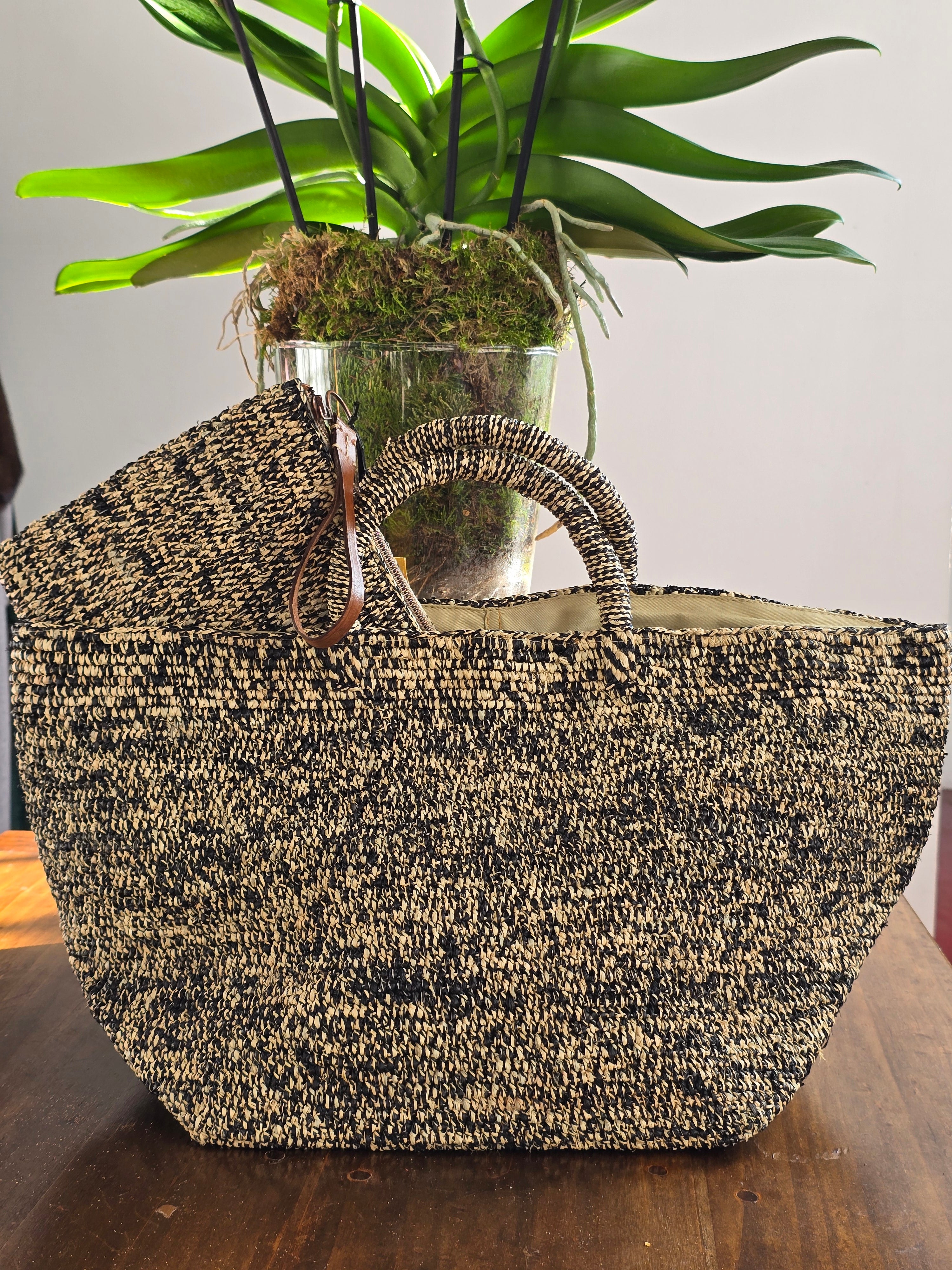 Ibeliv - Borsa in rafia grande "Vanilla" Tiga