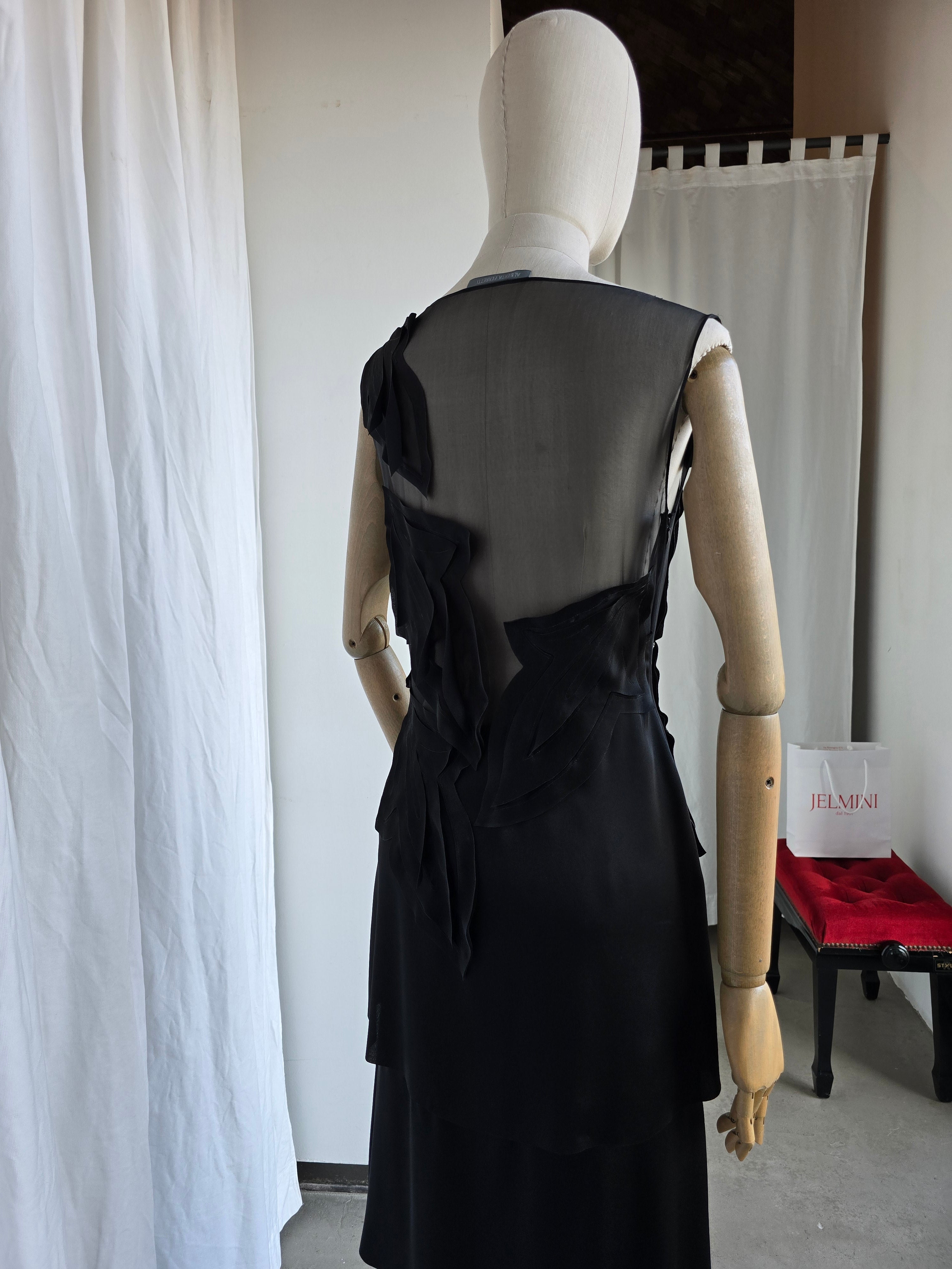 Alberta Ferretti - Abito senza maniche in satin, nero
