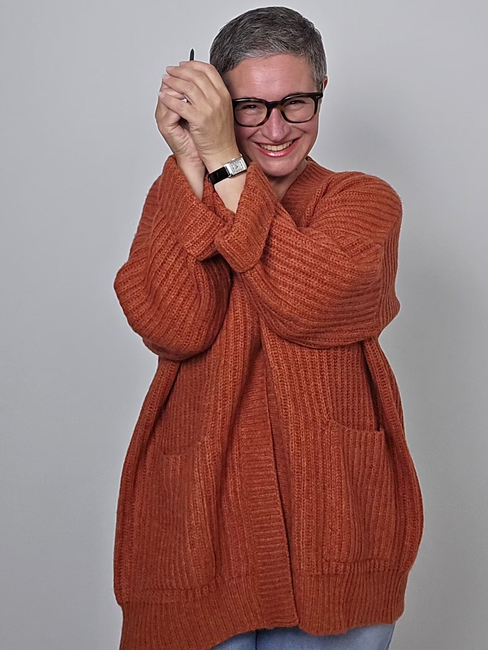 Be You - Cardigan in cashmere arancione