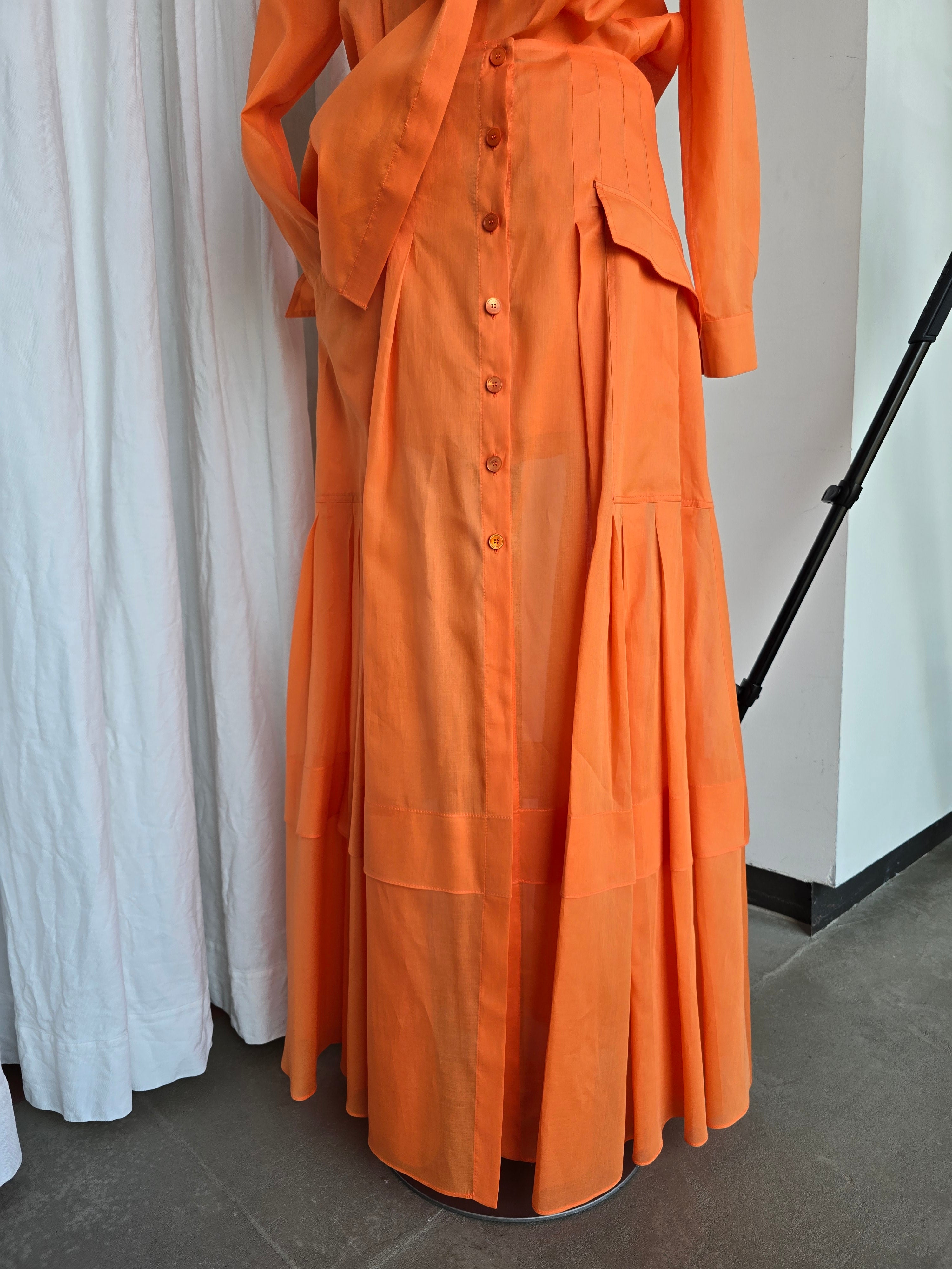 Alberta Ferretti - Gonna in mussola organzata, arancione