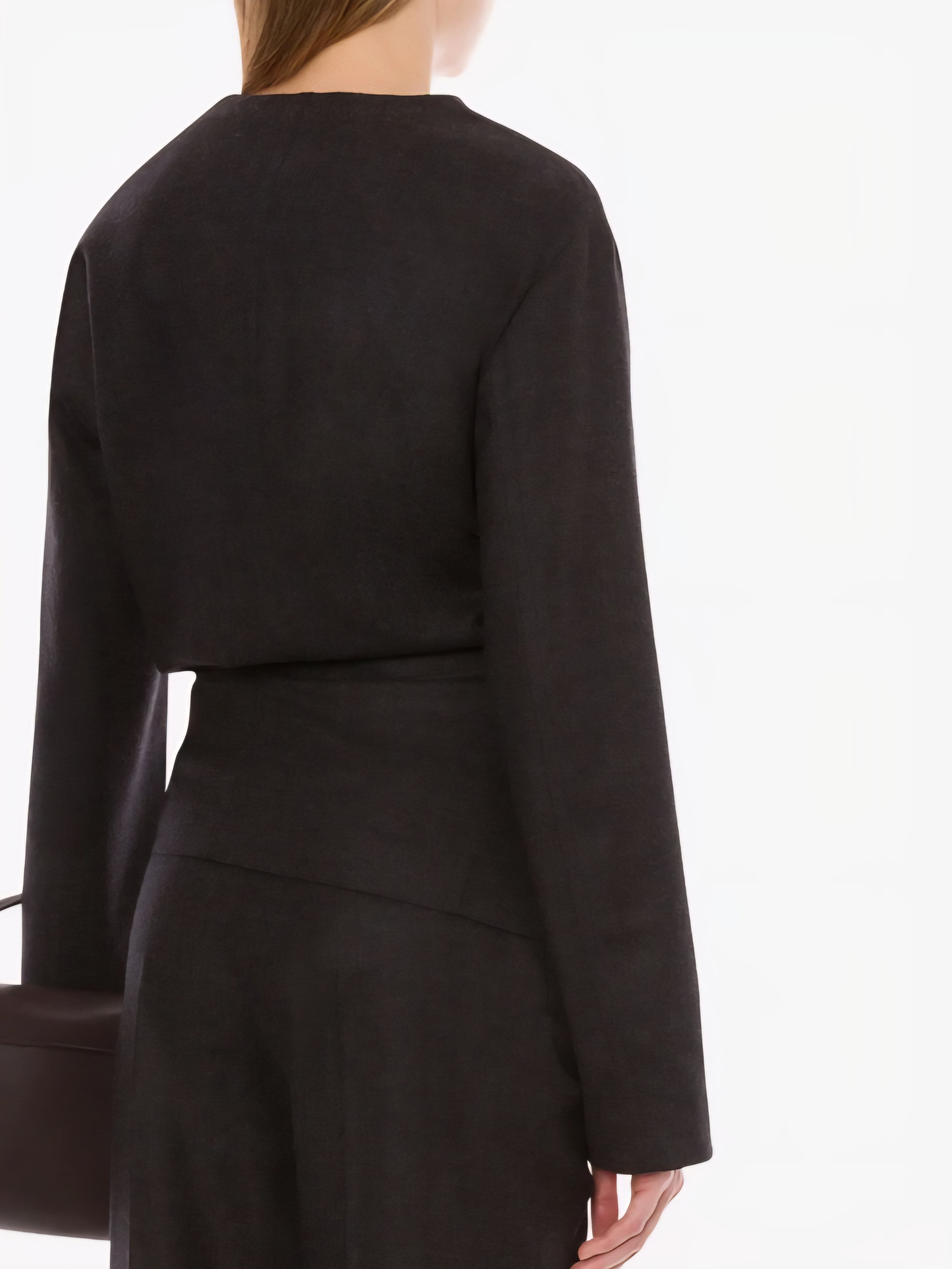 Alberta Ferretti - Giacca con nodo in lana leggera grigio scuro