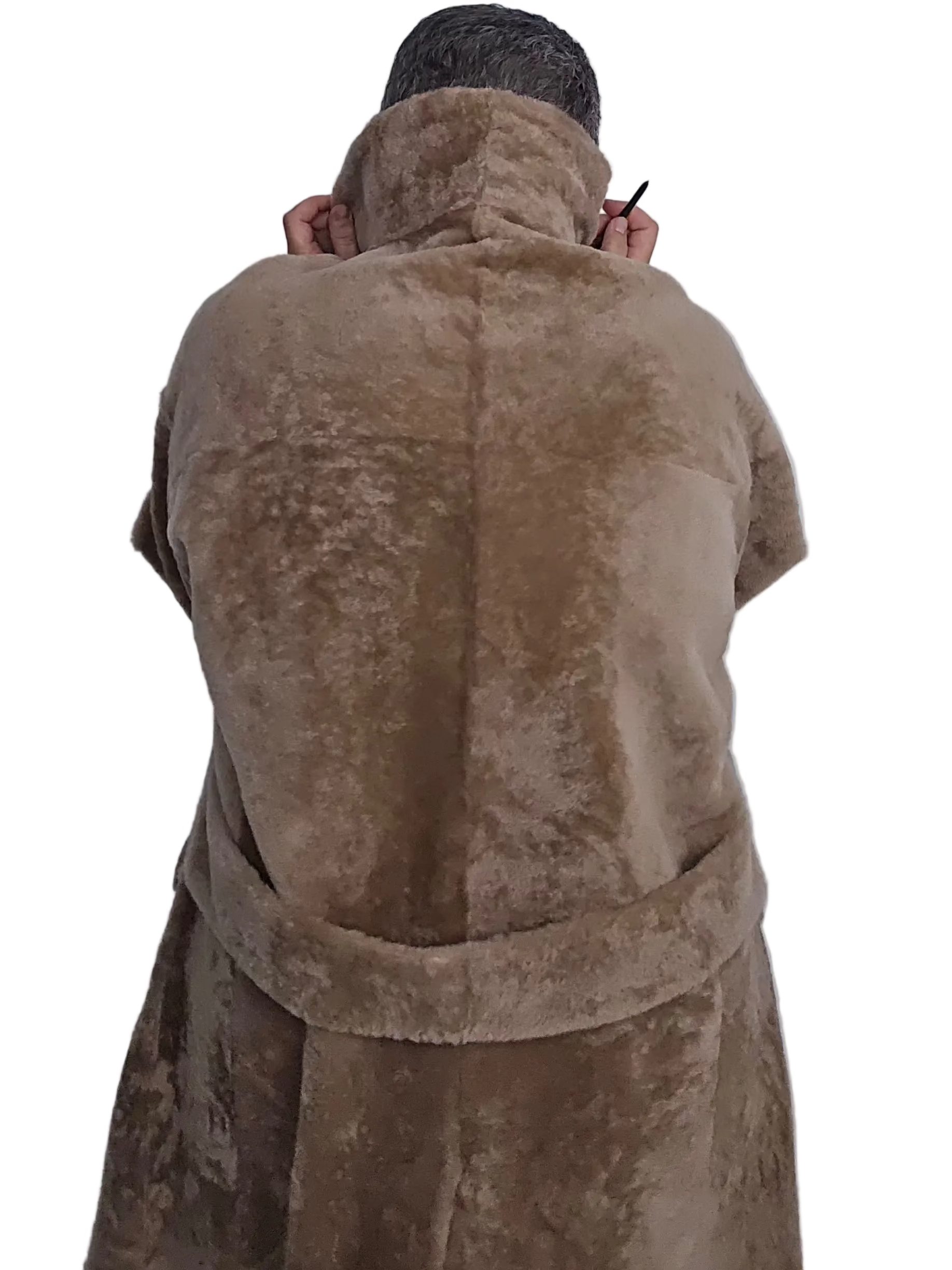 Blancha - Cappotto collo alto astrakhan nocciola