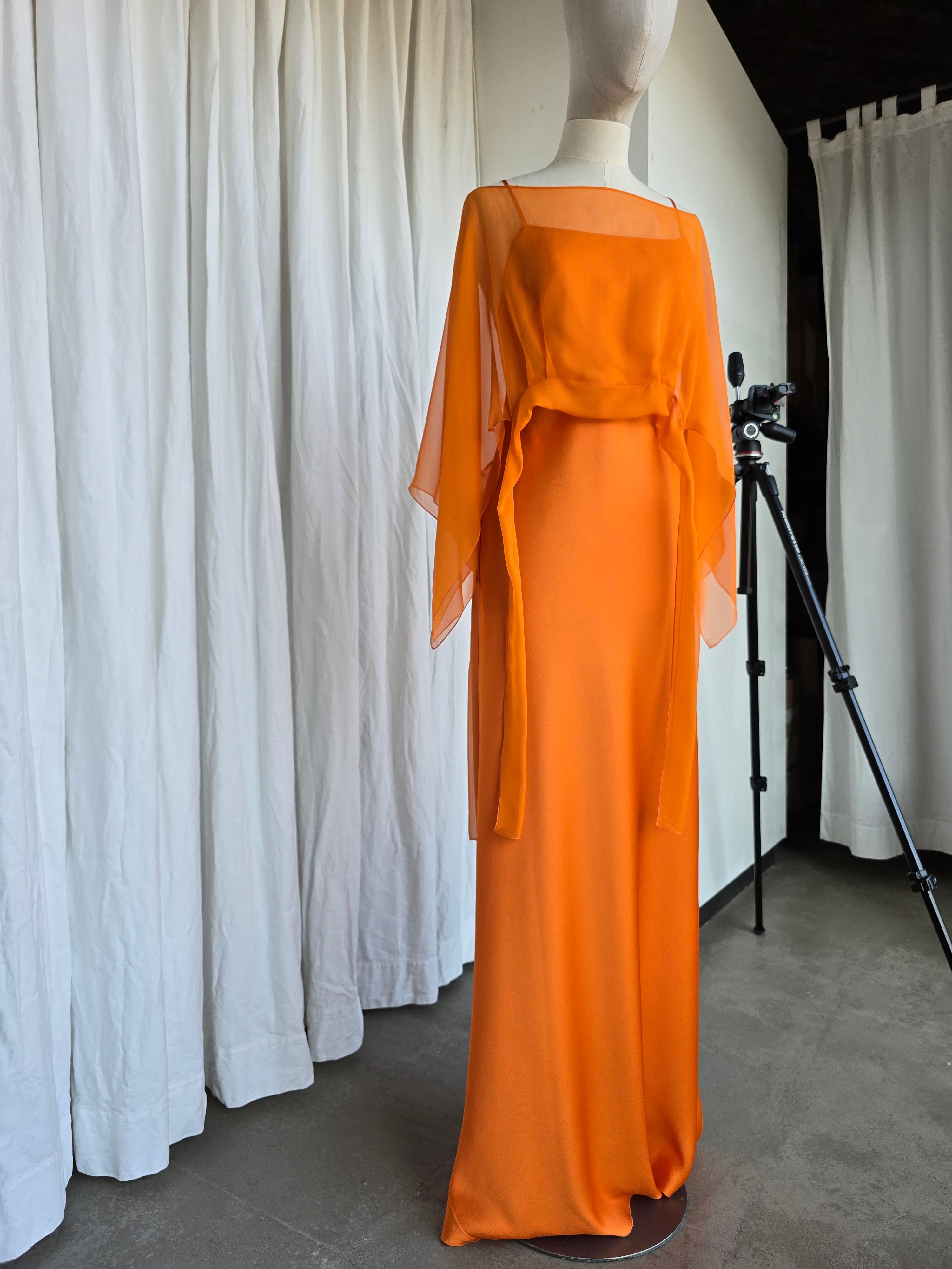 Alberta Ferretti - Abito in satin arancione