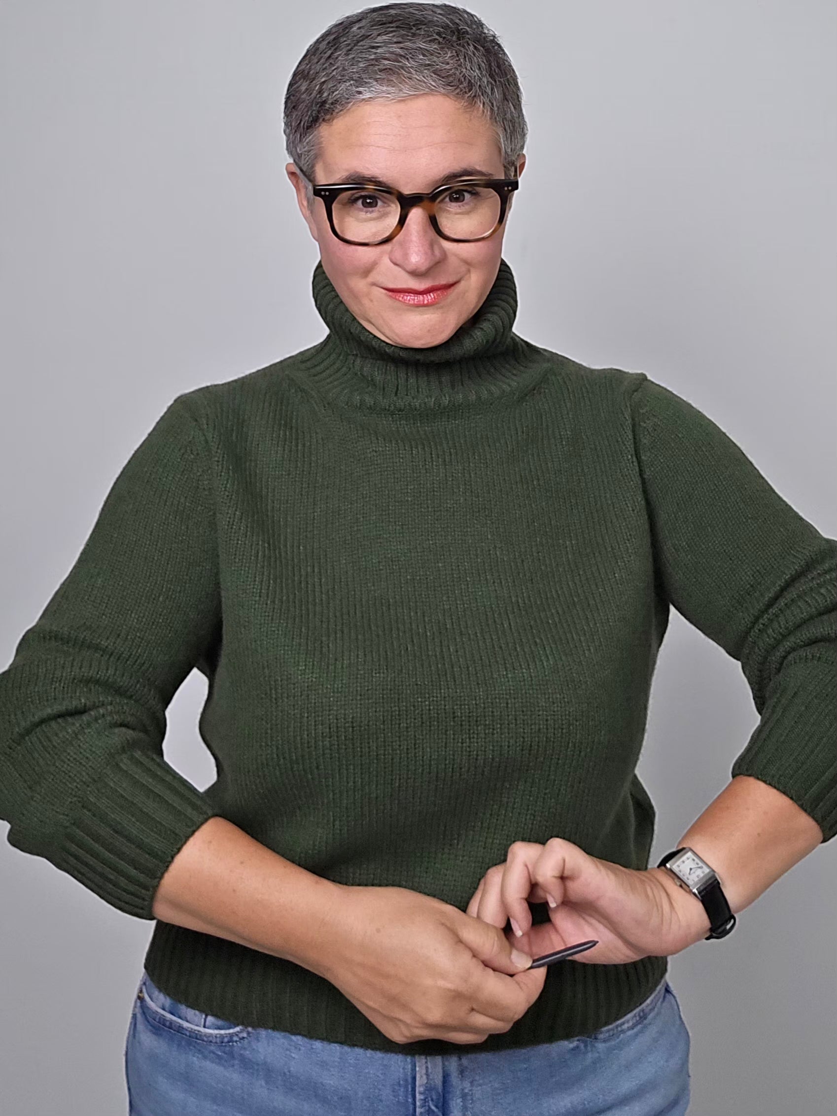 Be You - Maglia cashmere turtle neck loden green