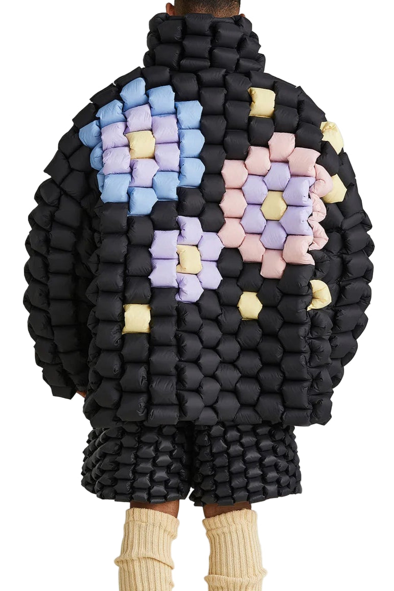 Raxxy - Piumino nero mosaico oversize