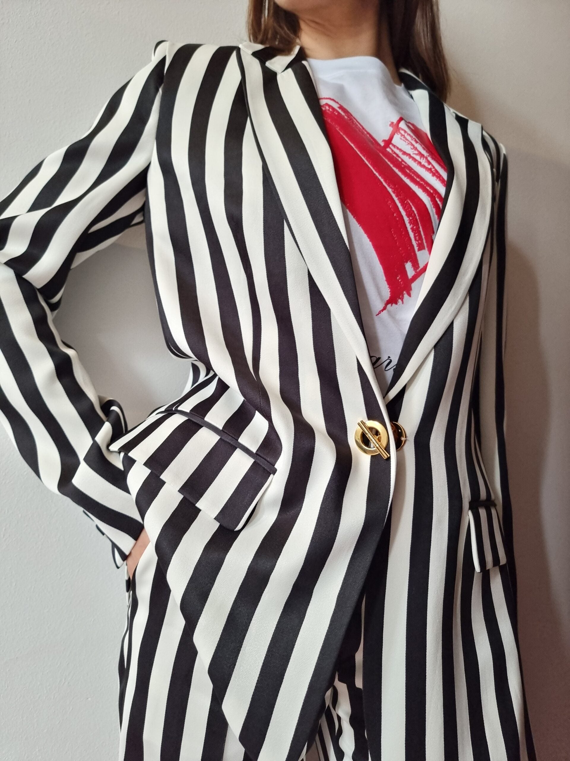 Moschino – Giacca in cady Archive Stripes
