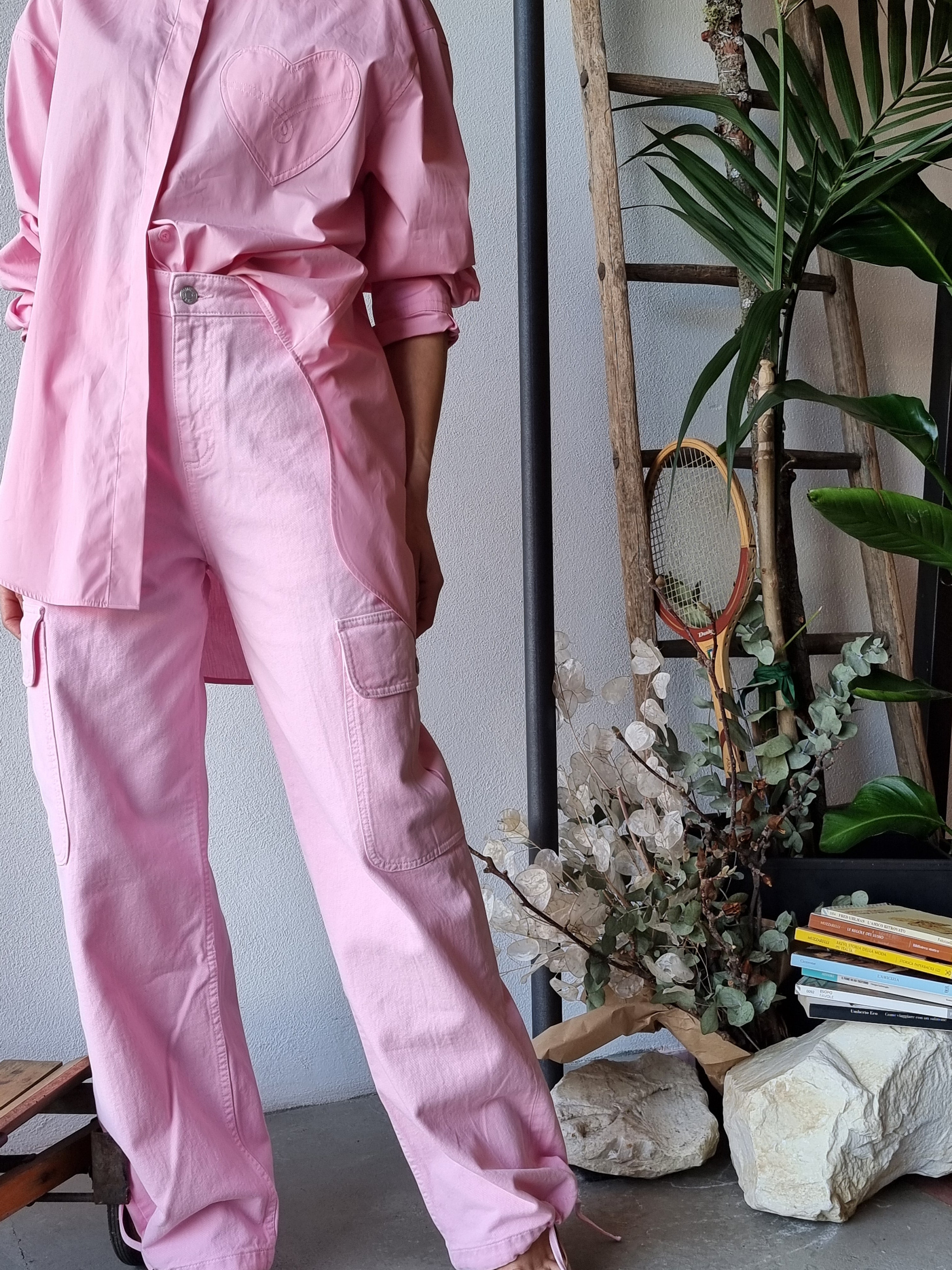 Moschino Jeans – Pantalone rosa tasche cargo