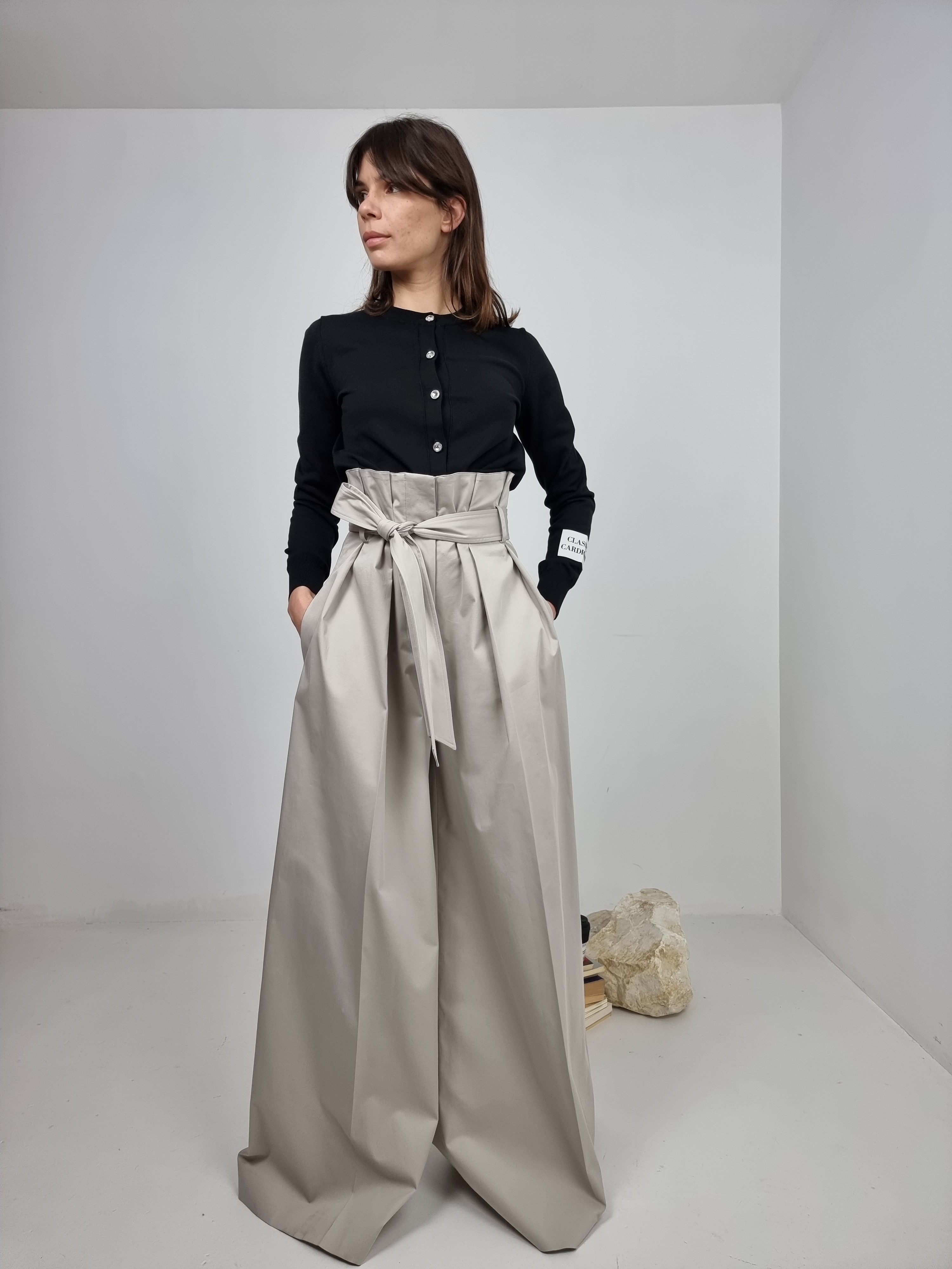 Moschino – Pantalone in tela di cotone stretch beige