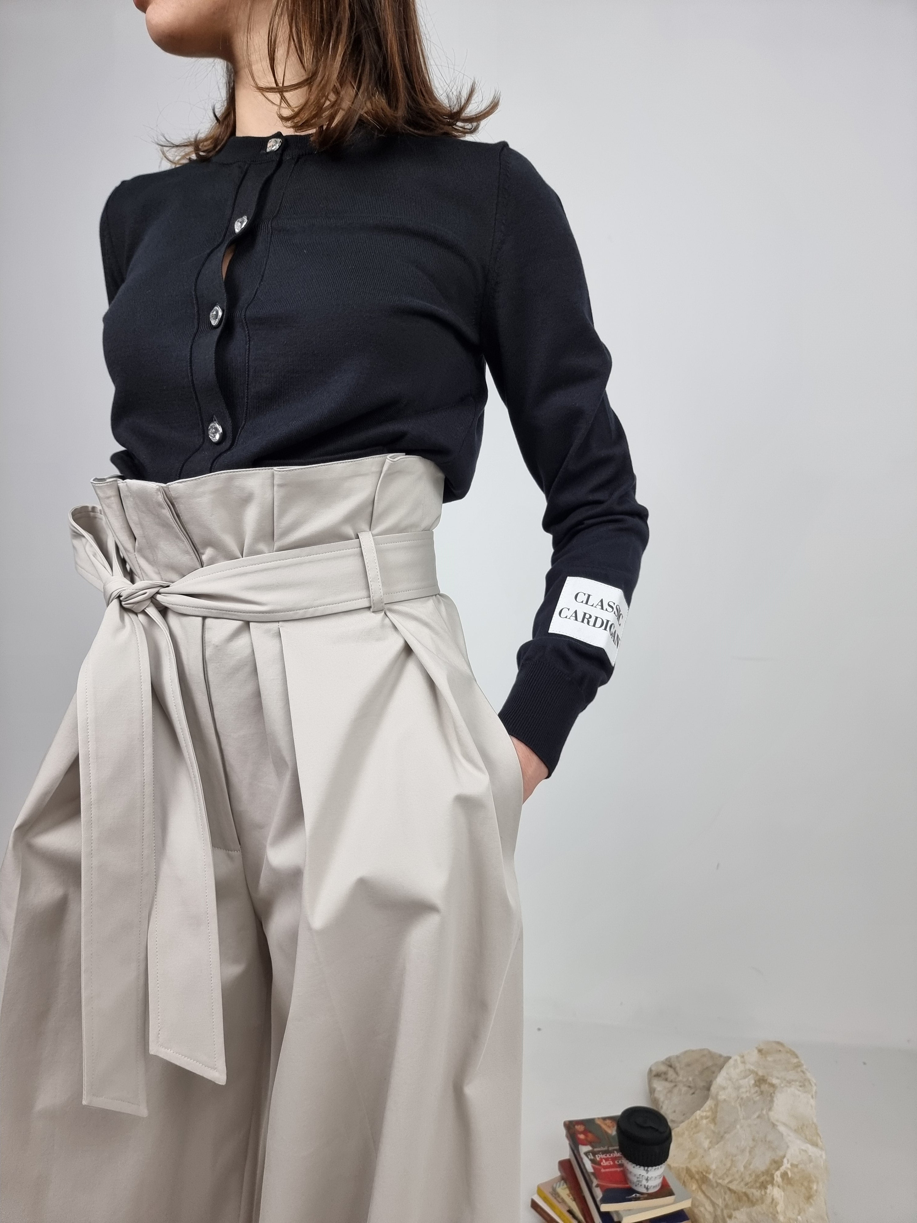 Moschino – Pantalone in tela di cotone stretch beige