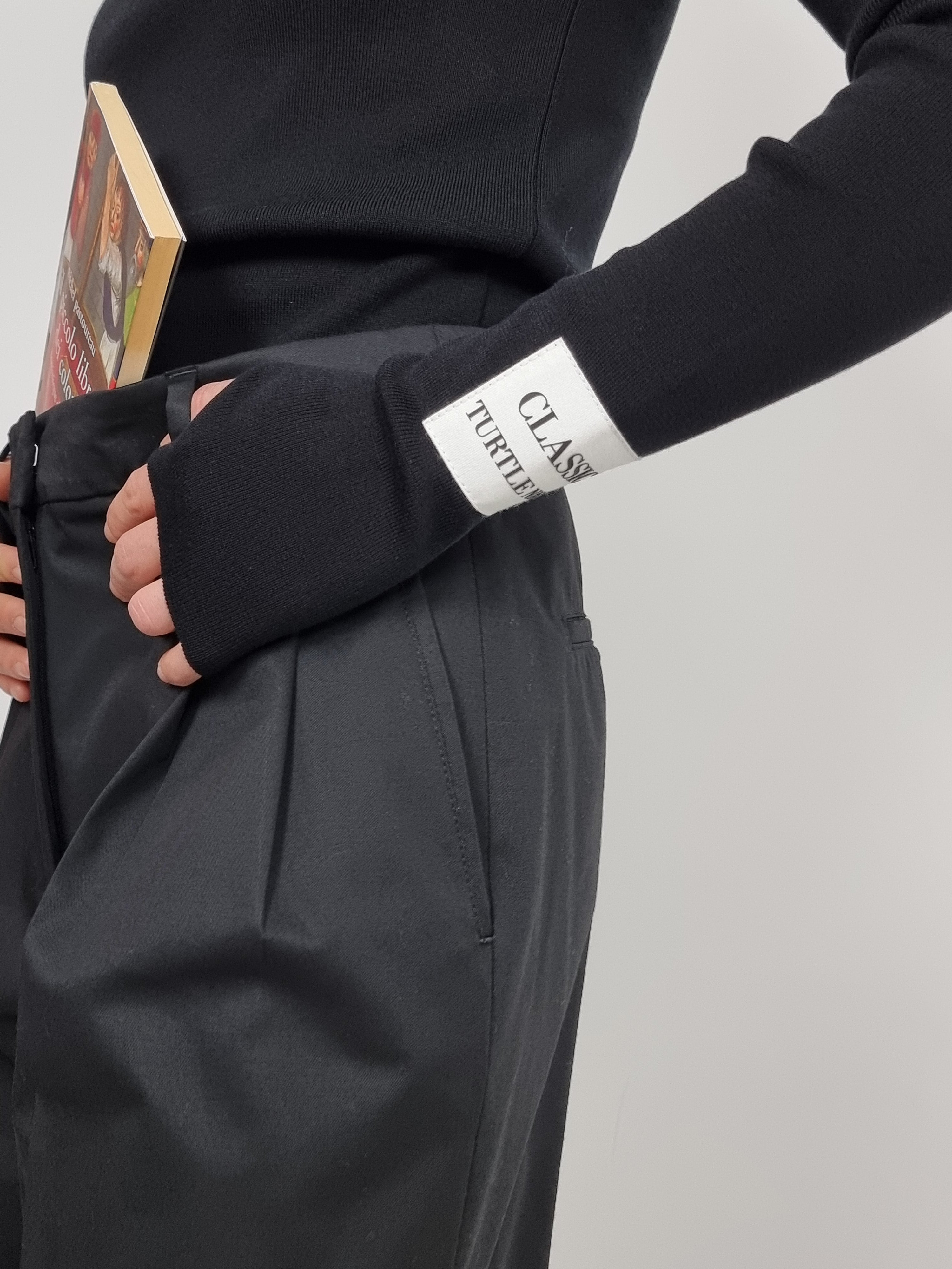 Moschino – Pantalone in tela di cotone stretch nero