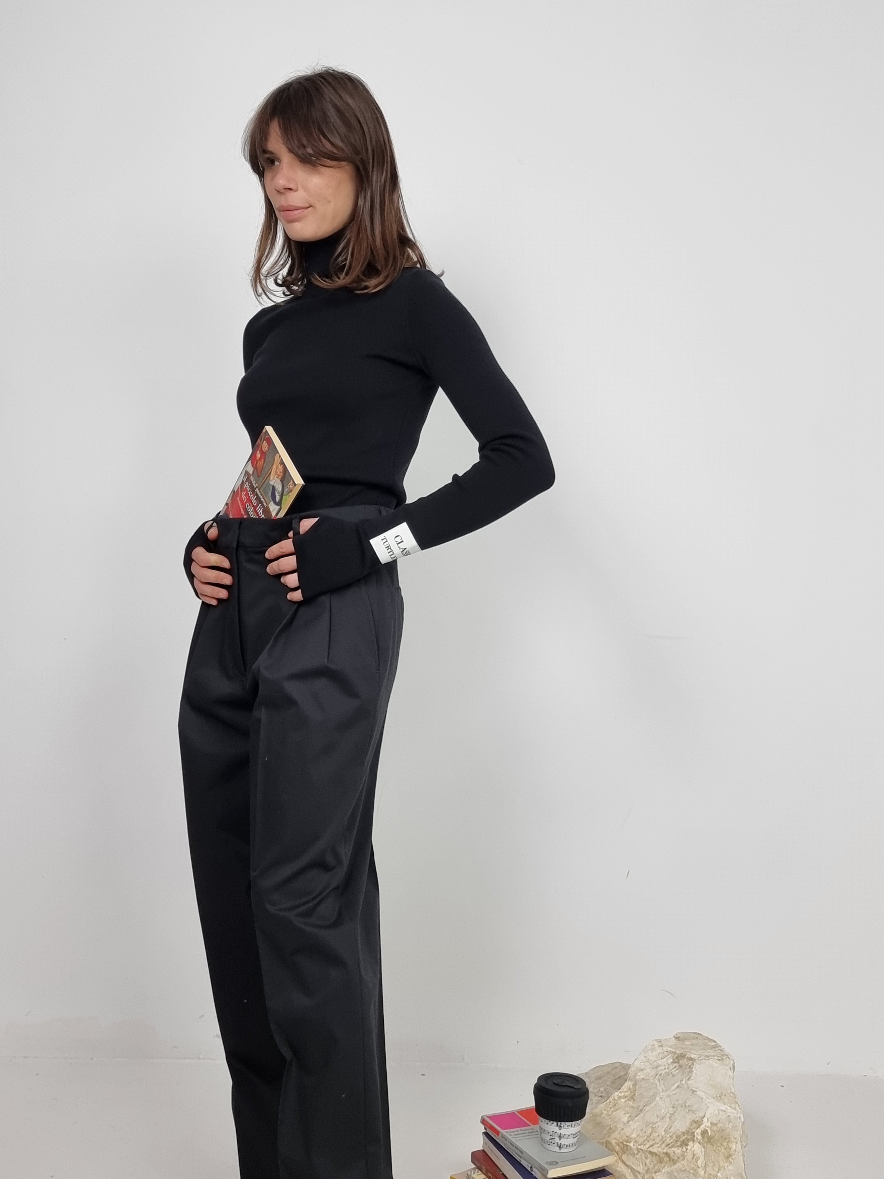 Moschino – Pantalone in tela di cotone stretch nero