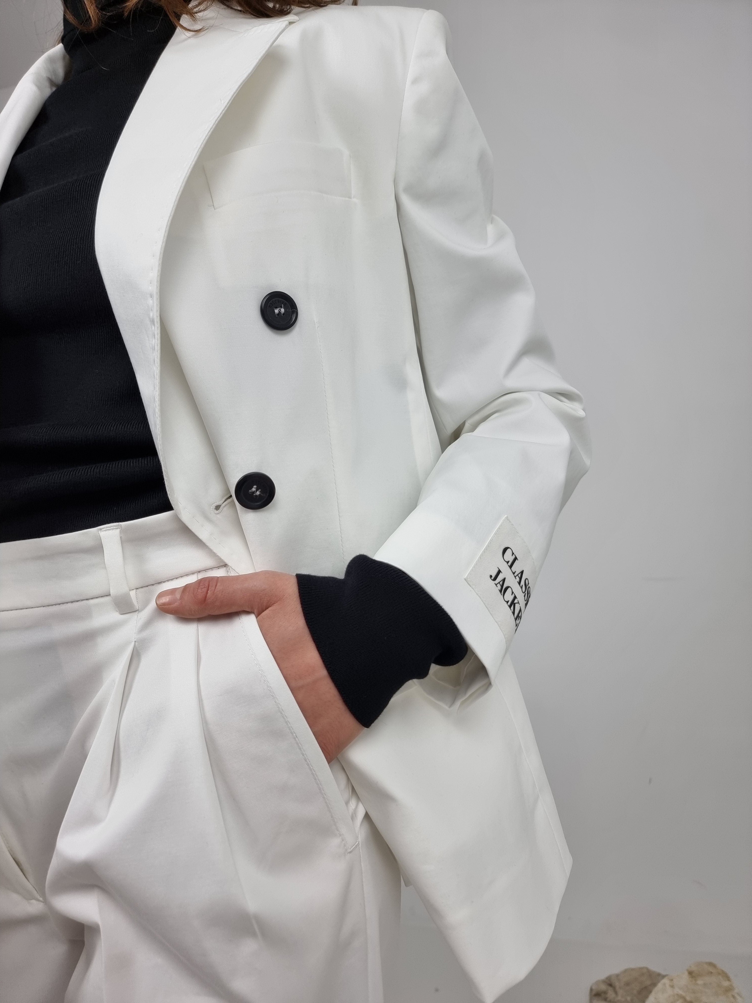 Moschino – Pantalone in tela di cotone stretch bianco