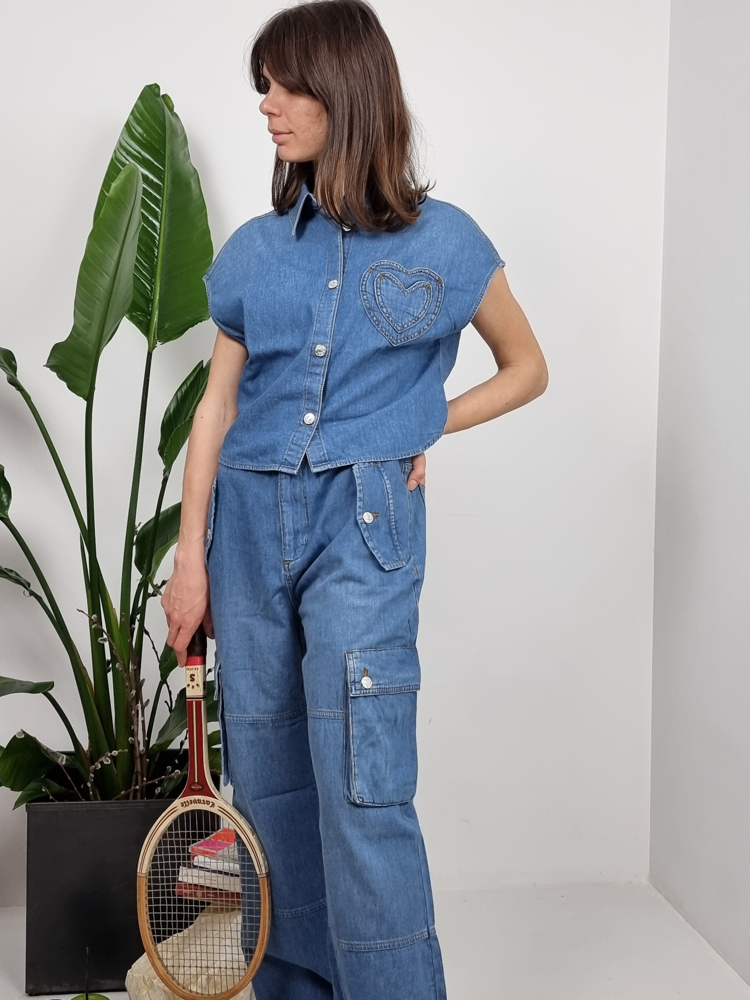 Moschino Jeans – Pantalone in chambray blu
