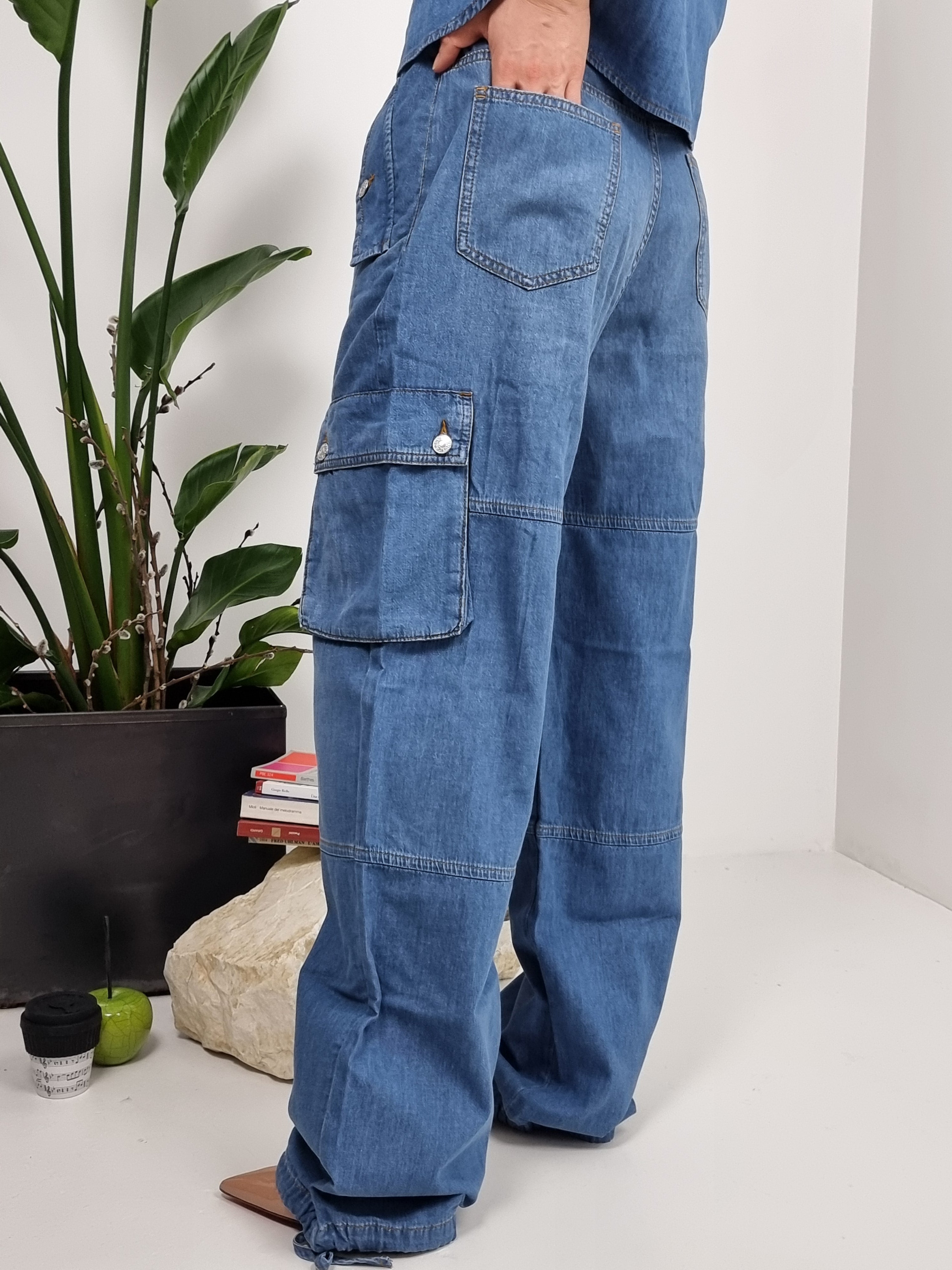Moschino Jeans – Pantalone in chambray blu