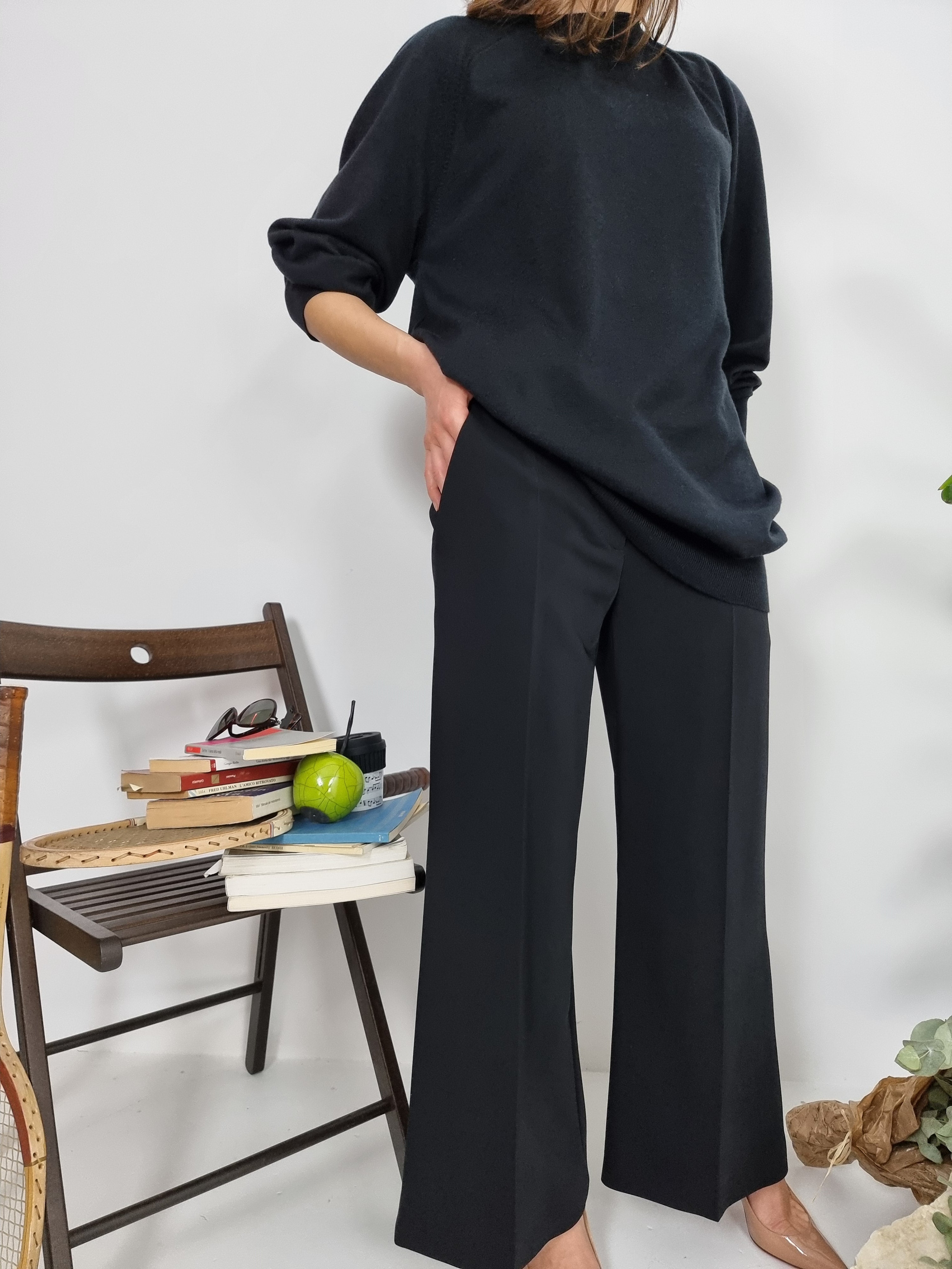 Moschino – Pantalone cropped ampio nero