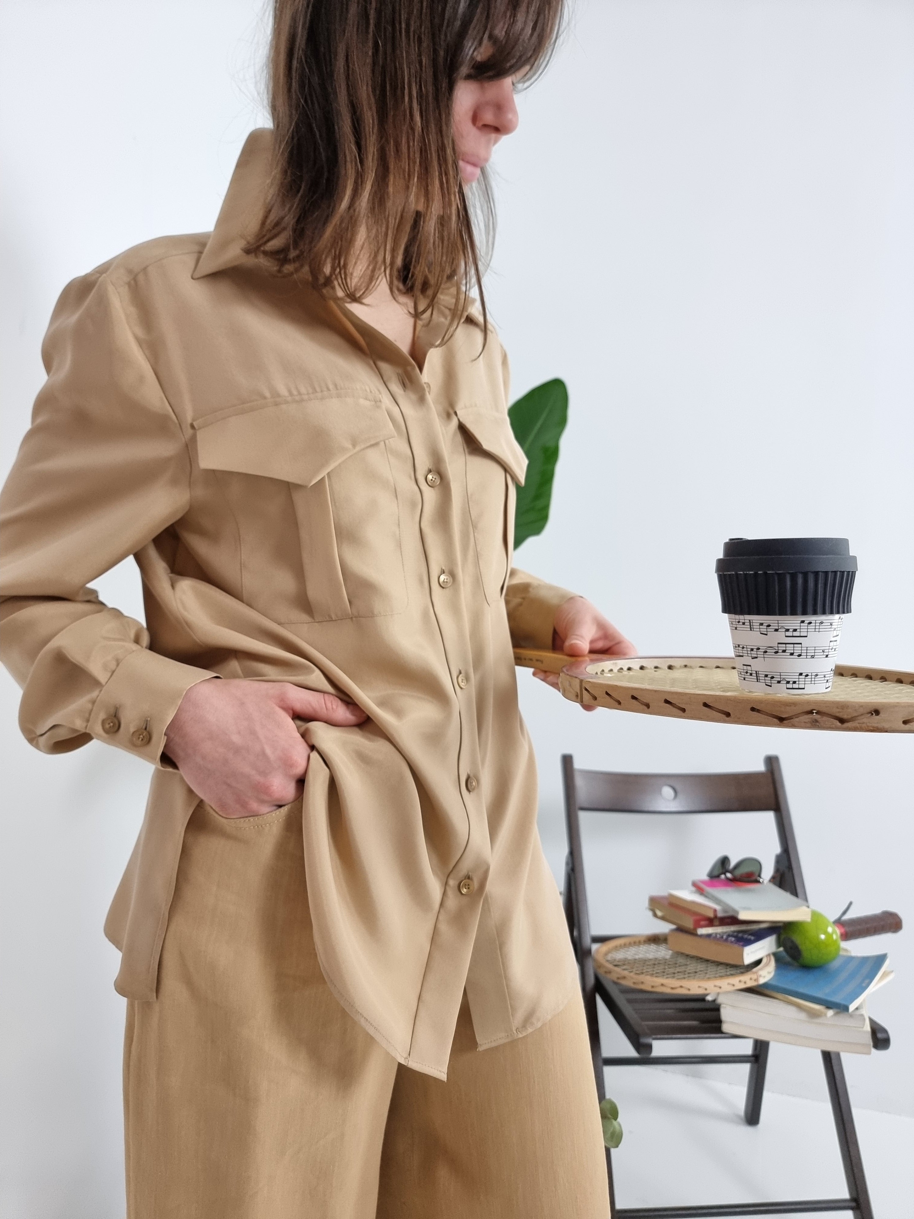 Alberta Ferretti – Camicia in   seta habotai beige