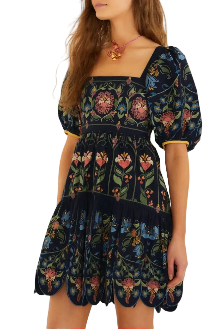 Farm Rio - Mini abito blu floreale
