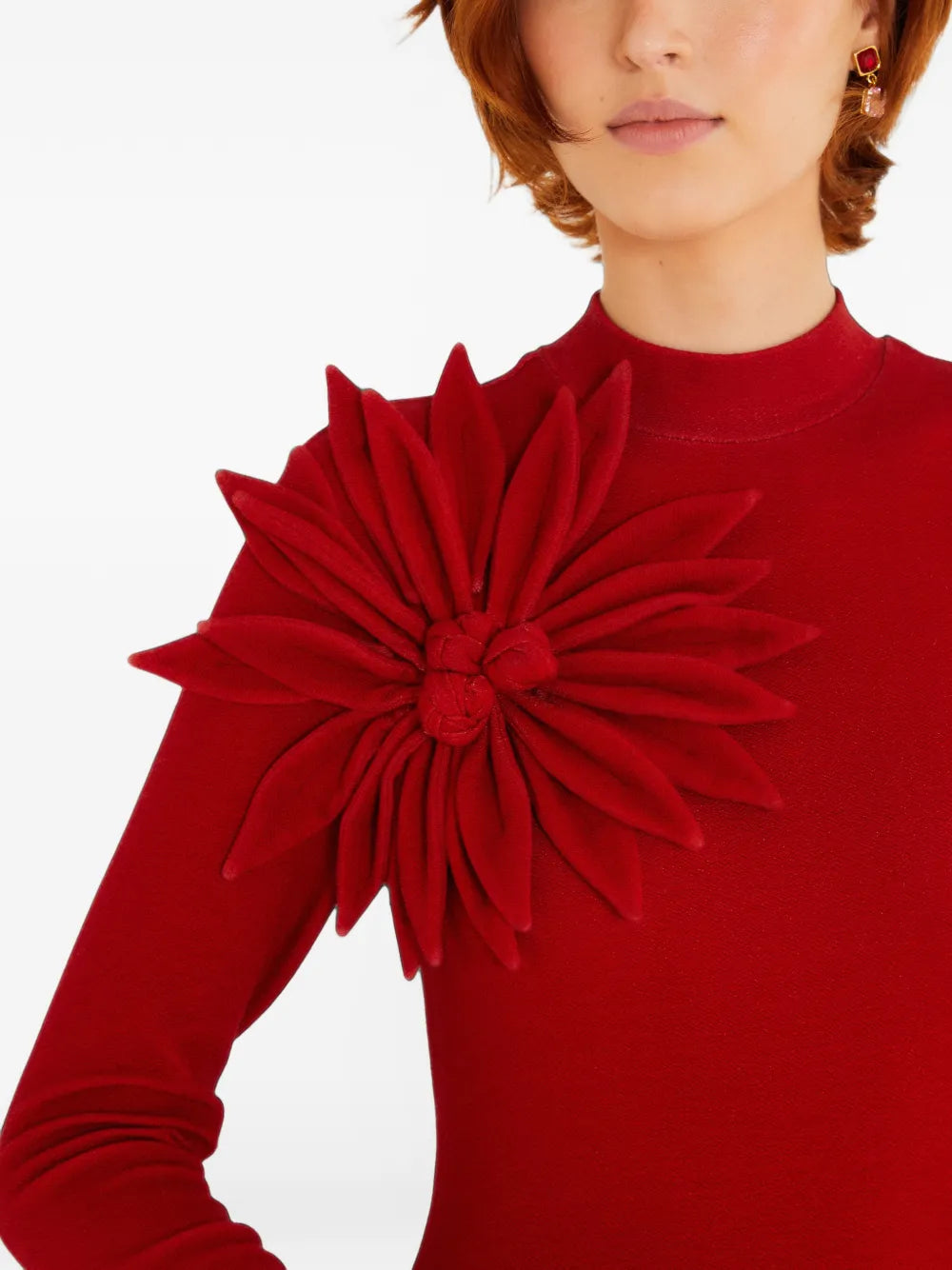 Farm Rio - Abito rosso con fiore 3D