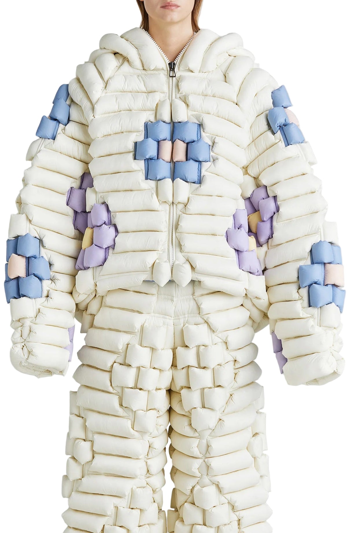 Raxxy - Piumino oversize bianco margherite