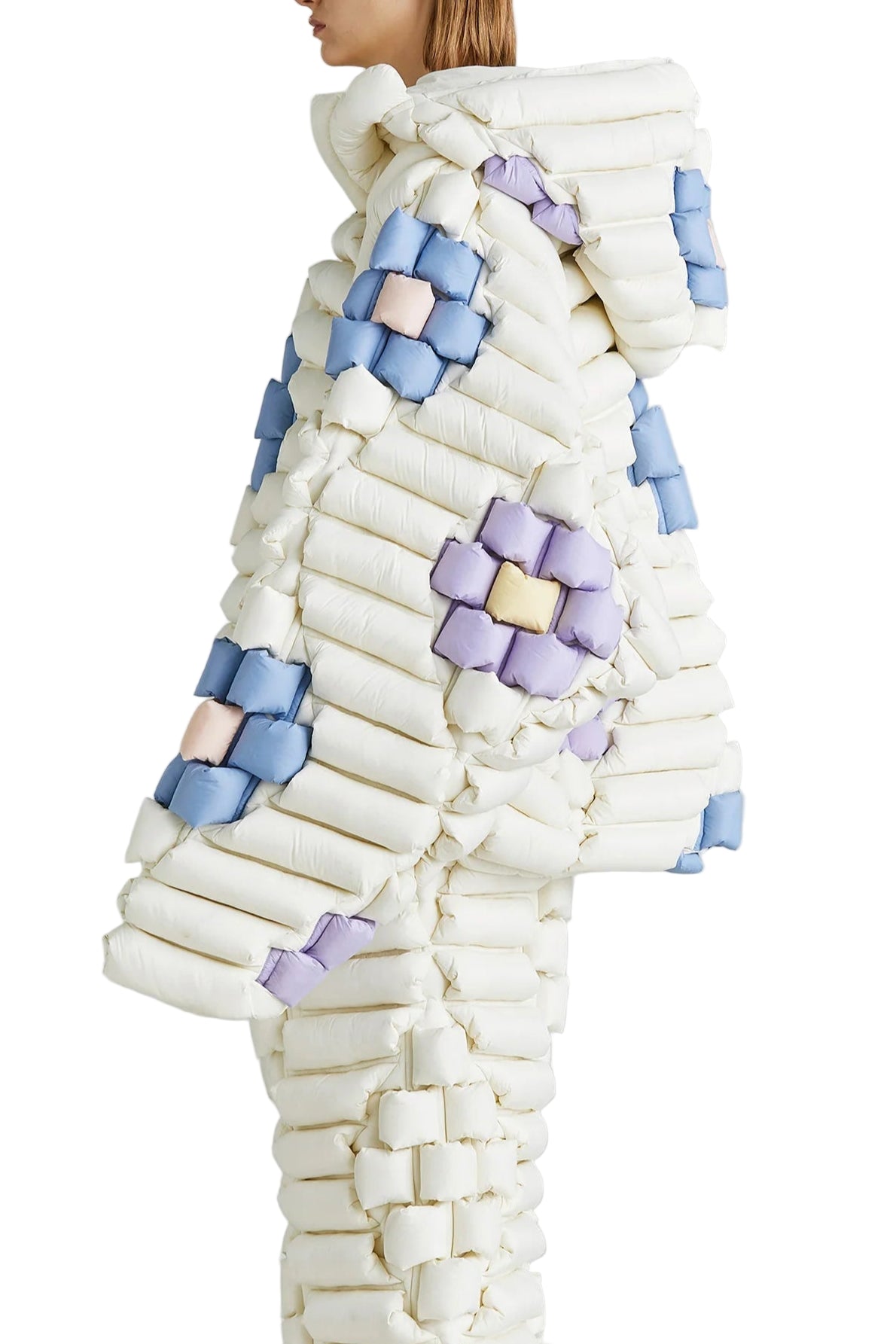 Raxxy - Piumino oversize bianco margherite
