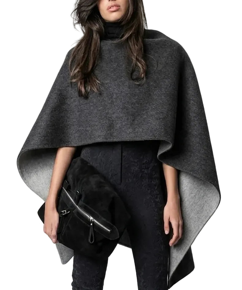 Alberta Ferretti - Cappa asimmetrica double face grigia