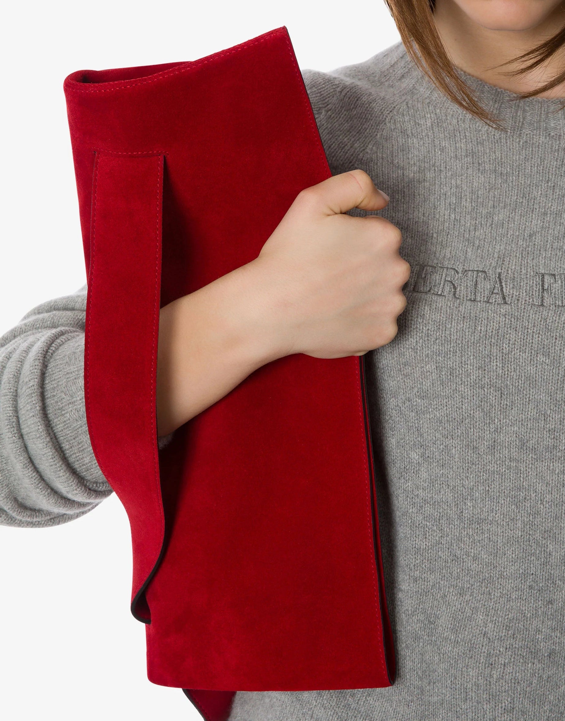 Alberta Ferretti - Pochette rossa scamosciata