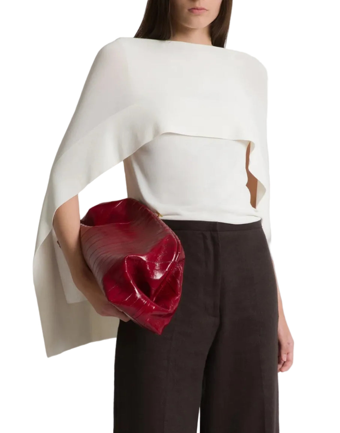 Alberta Ferretti - Top bianco con maniche a mantella