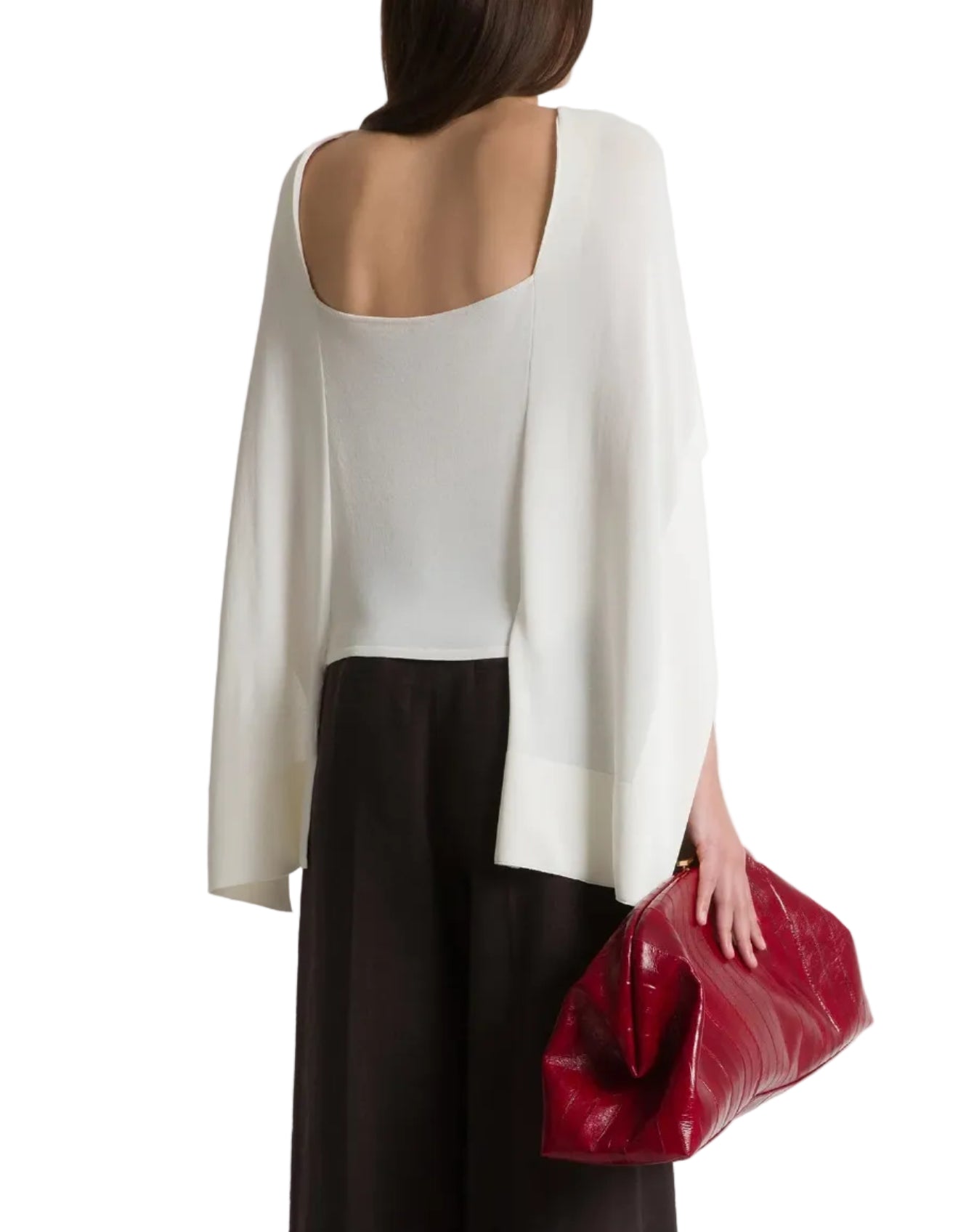 Alberta Ferretti - Top bianco con maniche a mantella