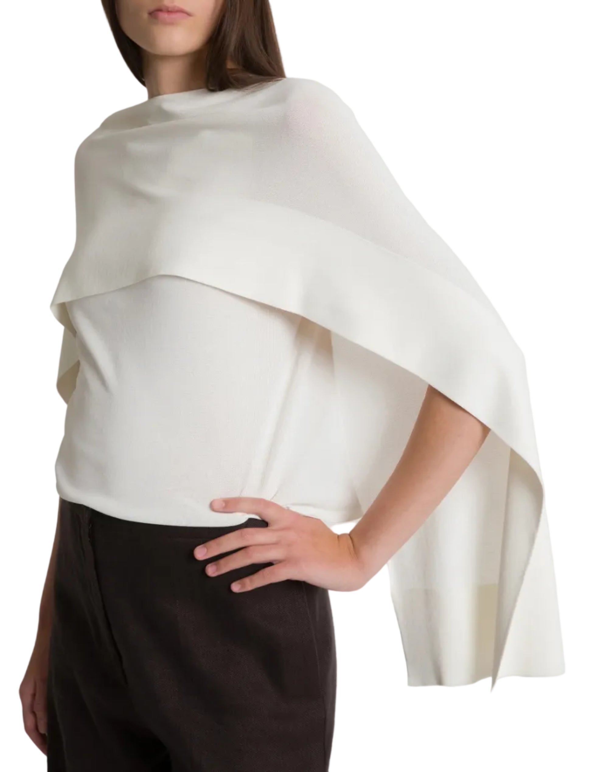 Alberta Ferretti - Top bianco con maniche a mantella