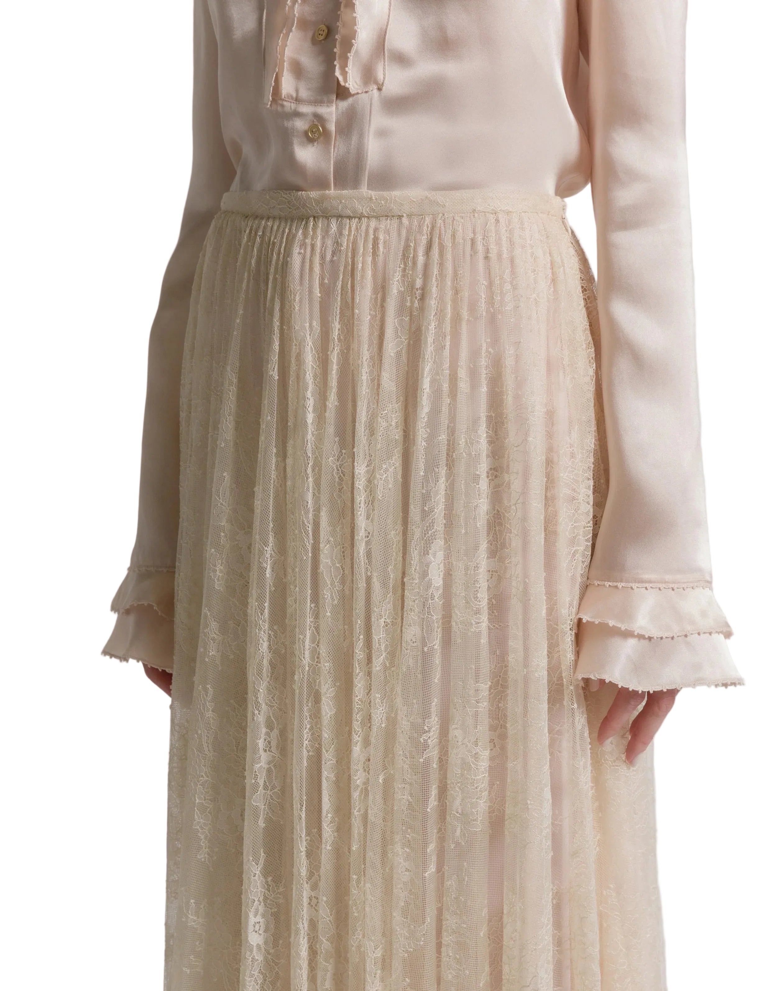 Alberta Ferretti - Gonna in pizzo avorio