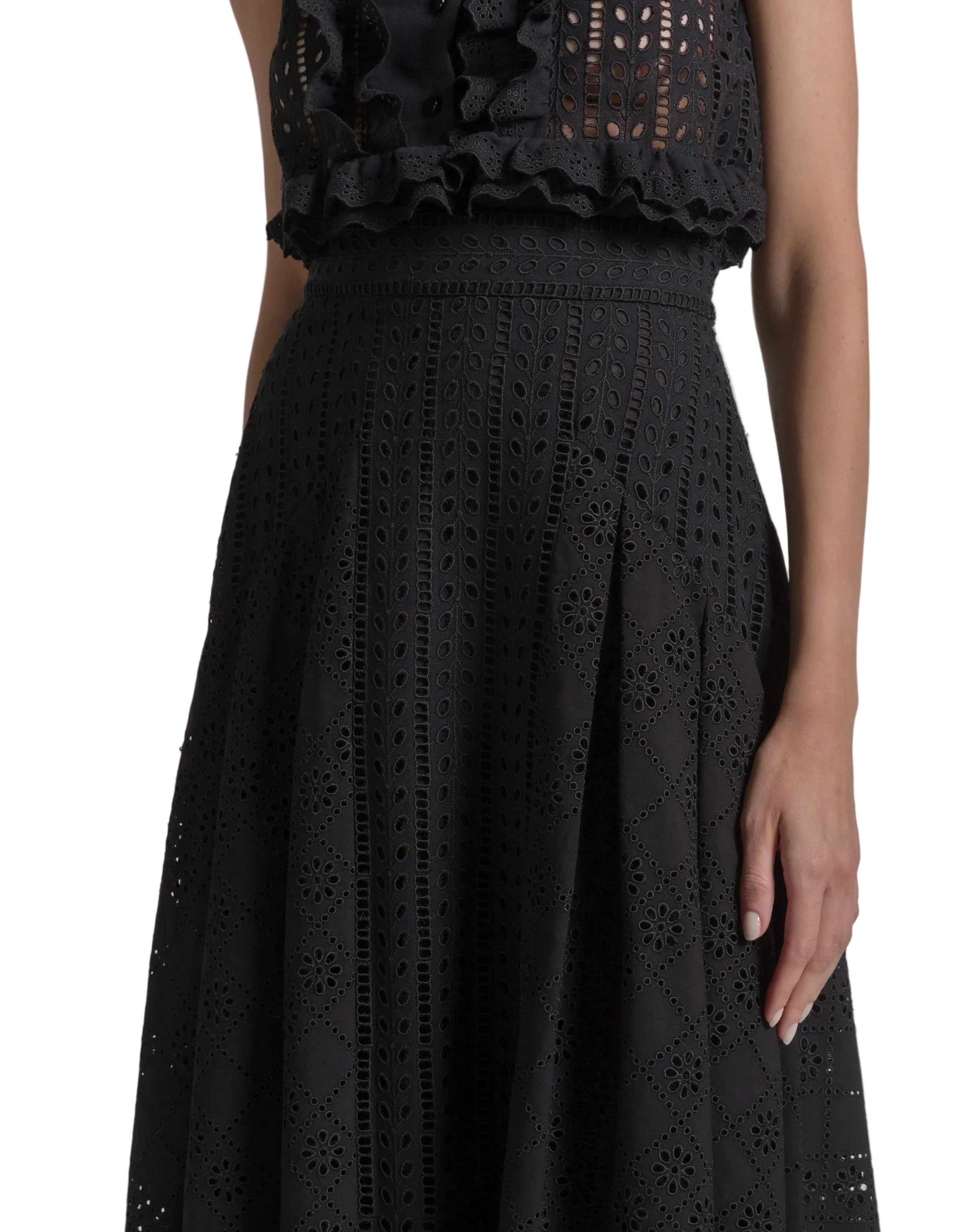 Alberta Ferretti - Gonna lunga in pizzo sangallo