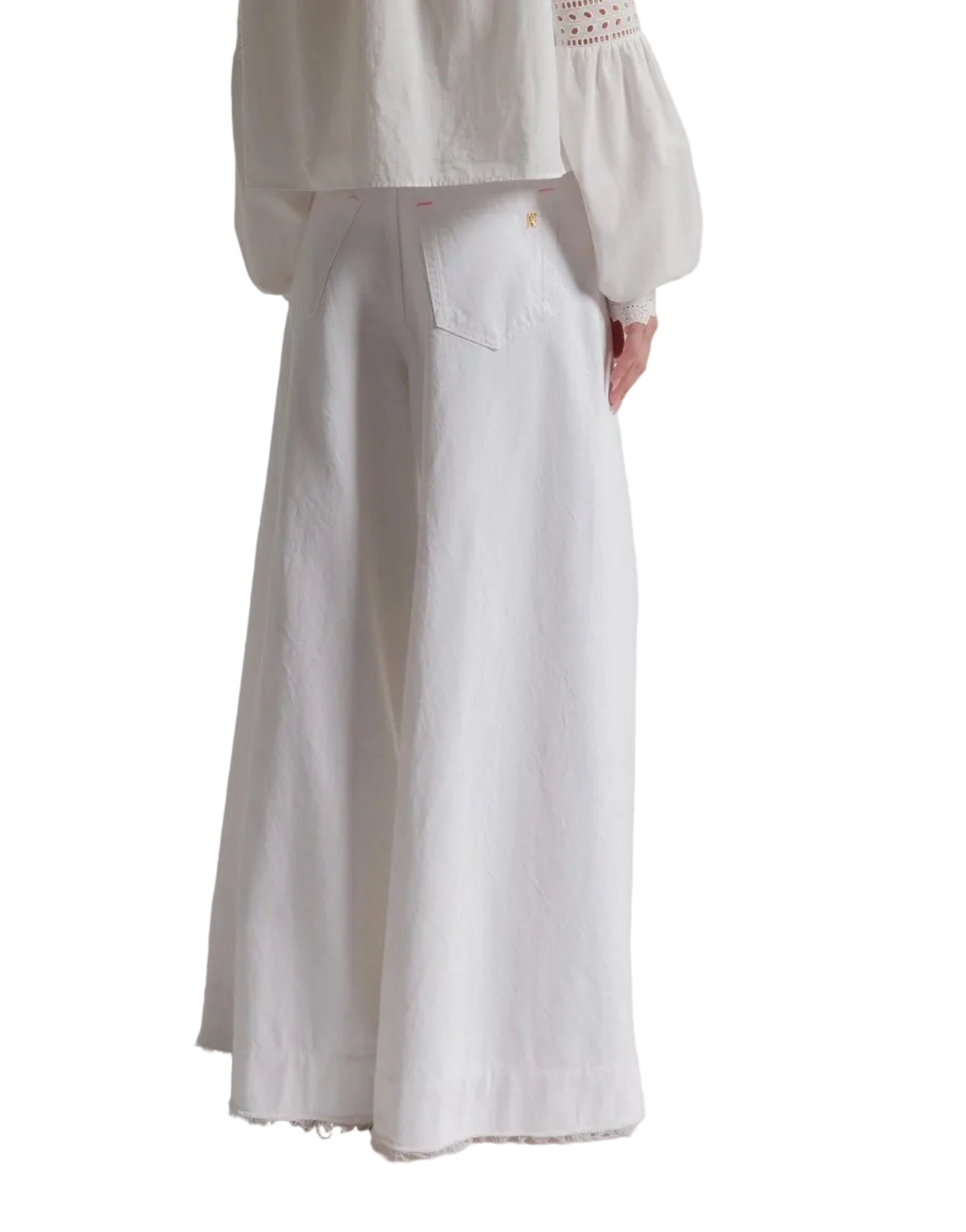 Alberta Ferretti - Denim bianco a gamba larga
