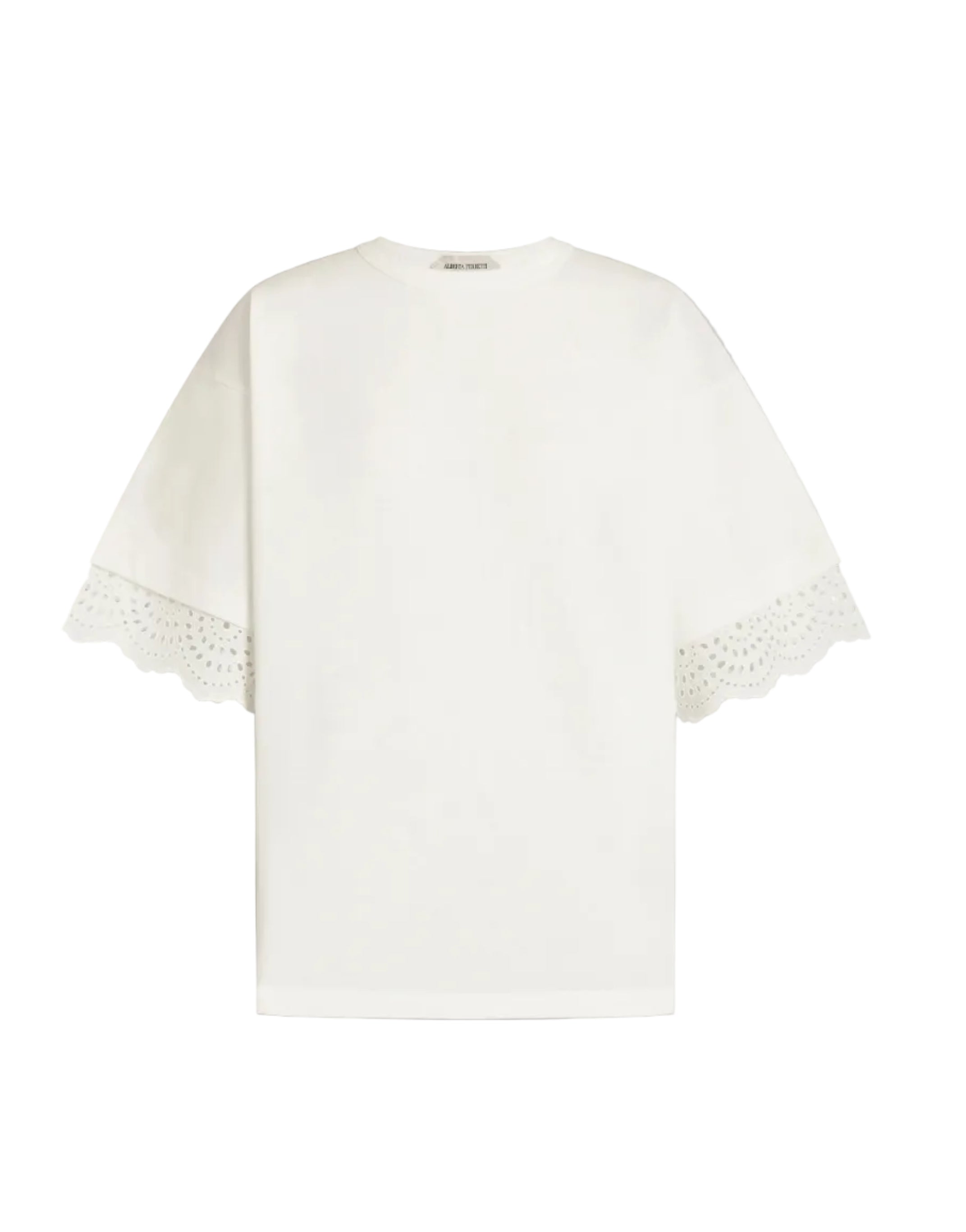Alberta Ferretti - T-shirt bianca con maniche sangallo