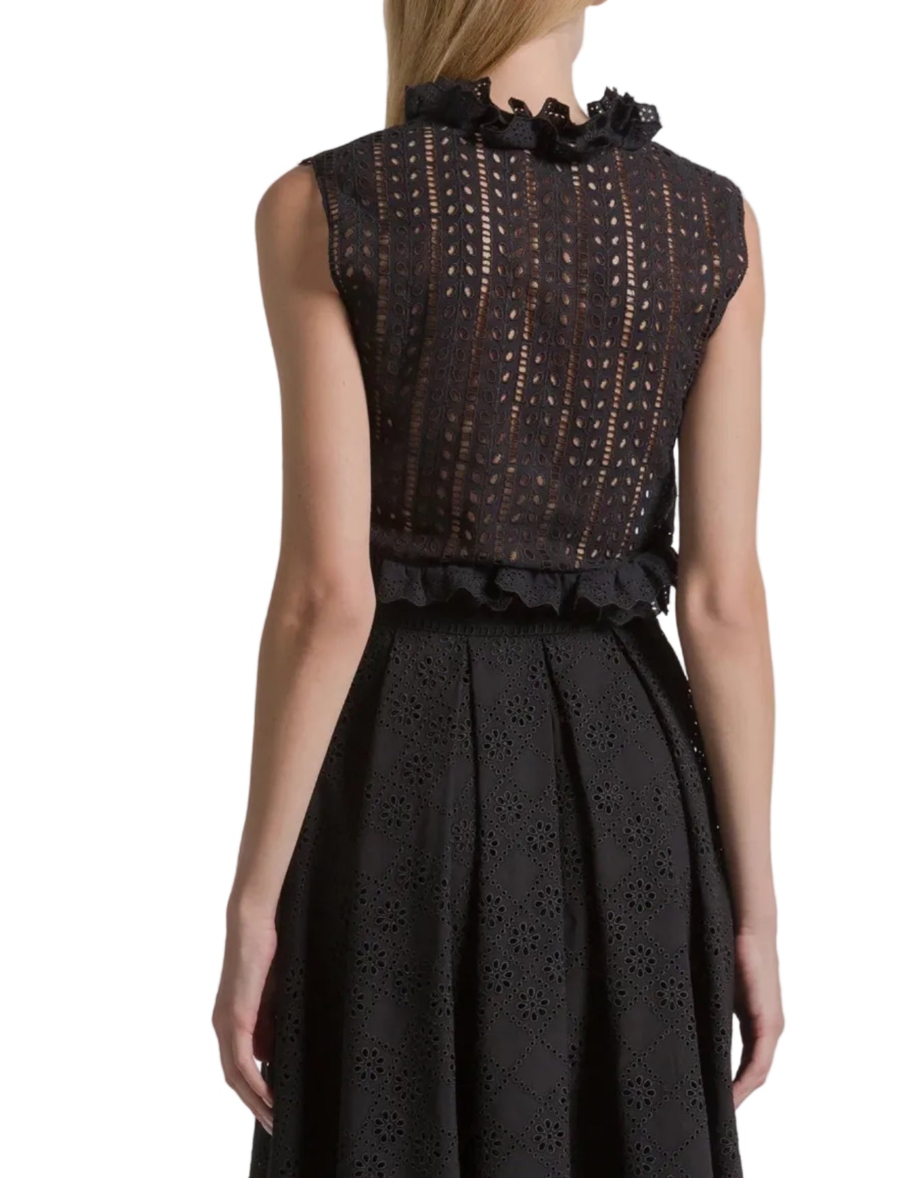 Alberta Ferretti - Top nero in sangallo