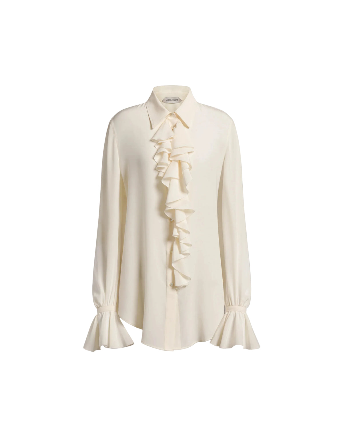 Alberta Ferretti - Camicia con rouches vaniglia