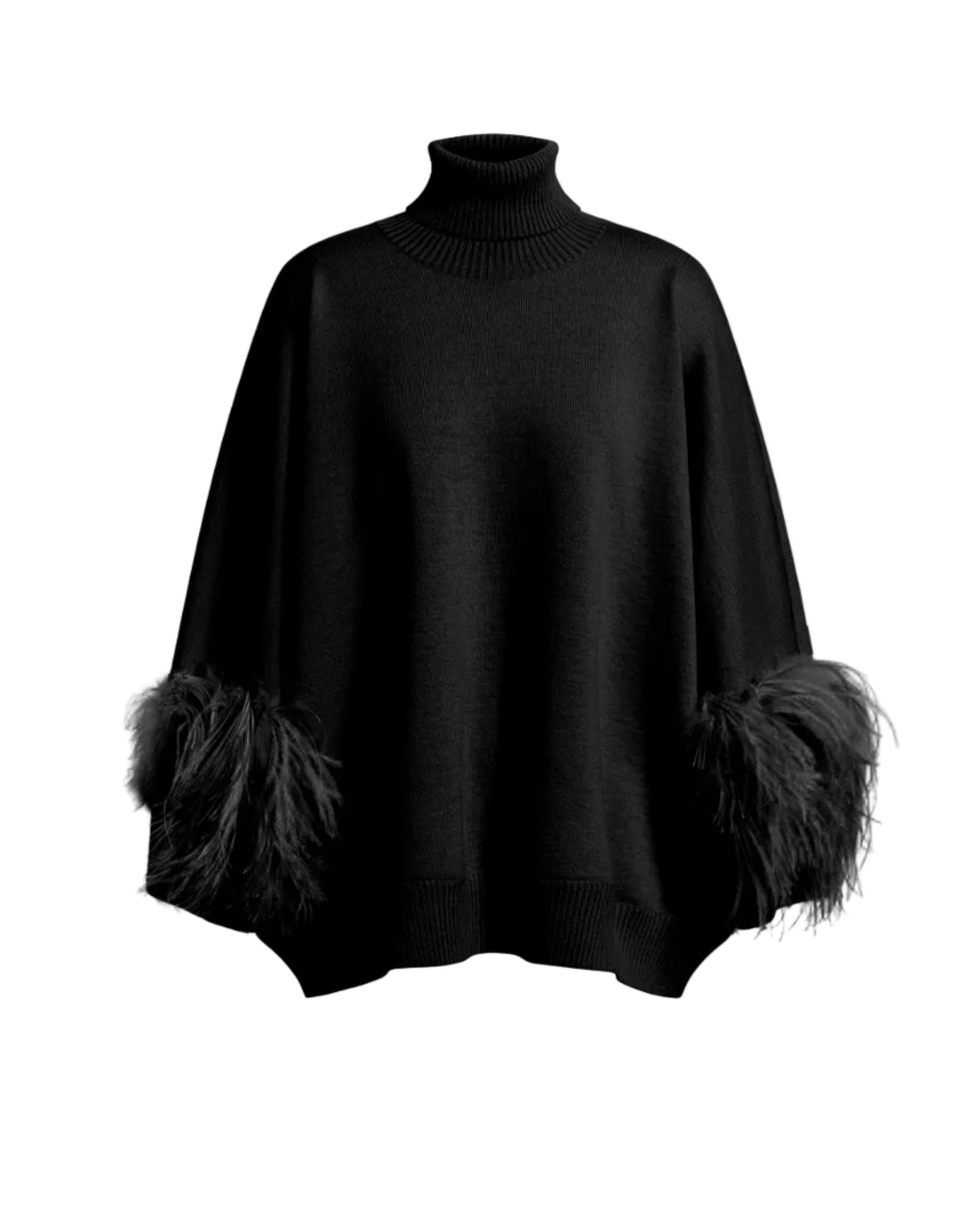 Alberta Ferretti - Maglia lana nera con piume