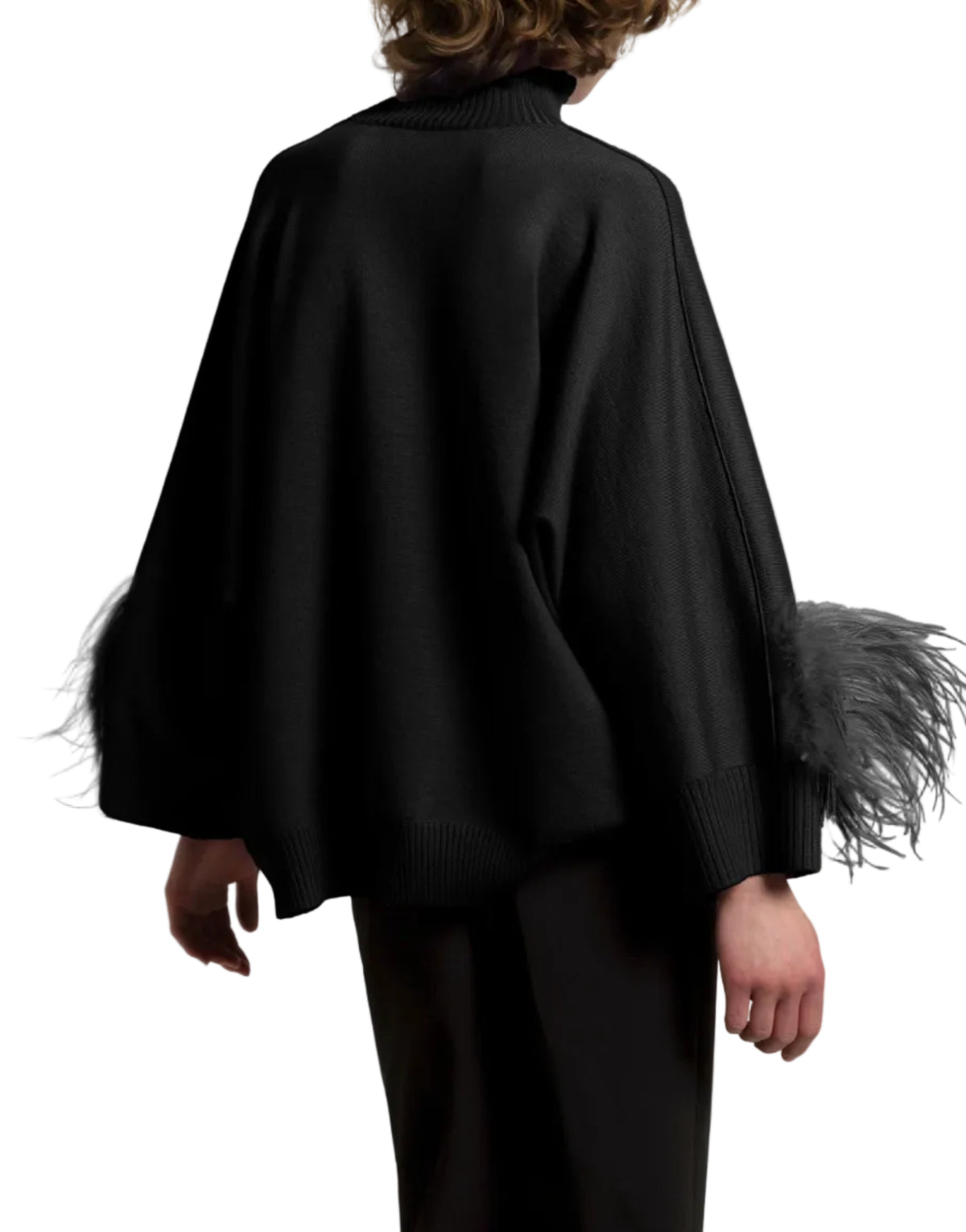 Alberta Ferretti - Maglia lana nera con piume