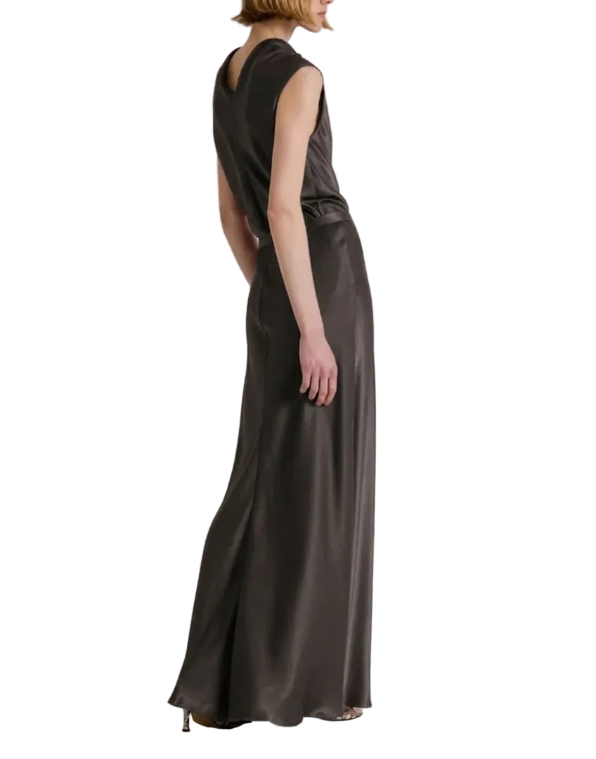 Alberta Ferretti - Gonna lunga raso grigia